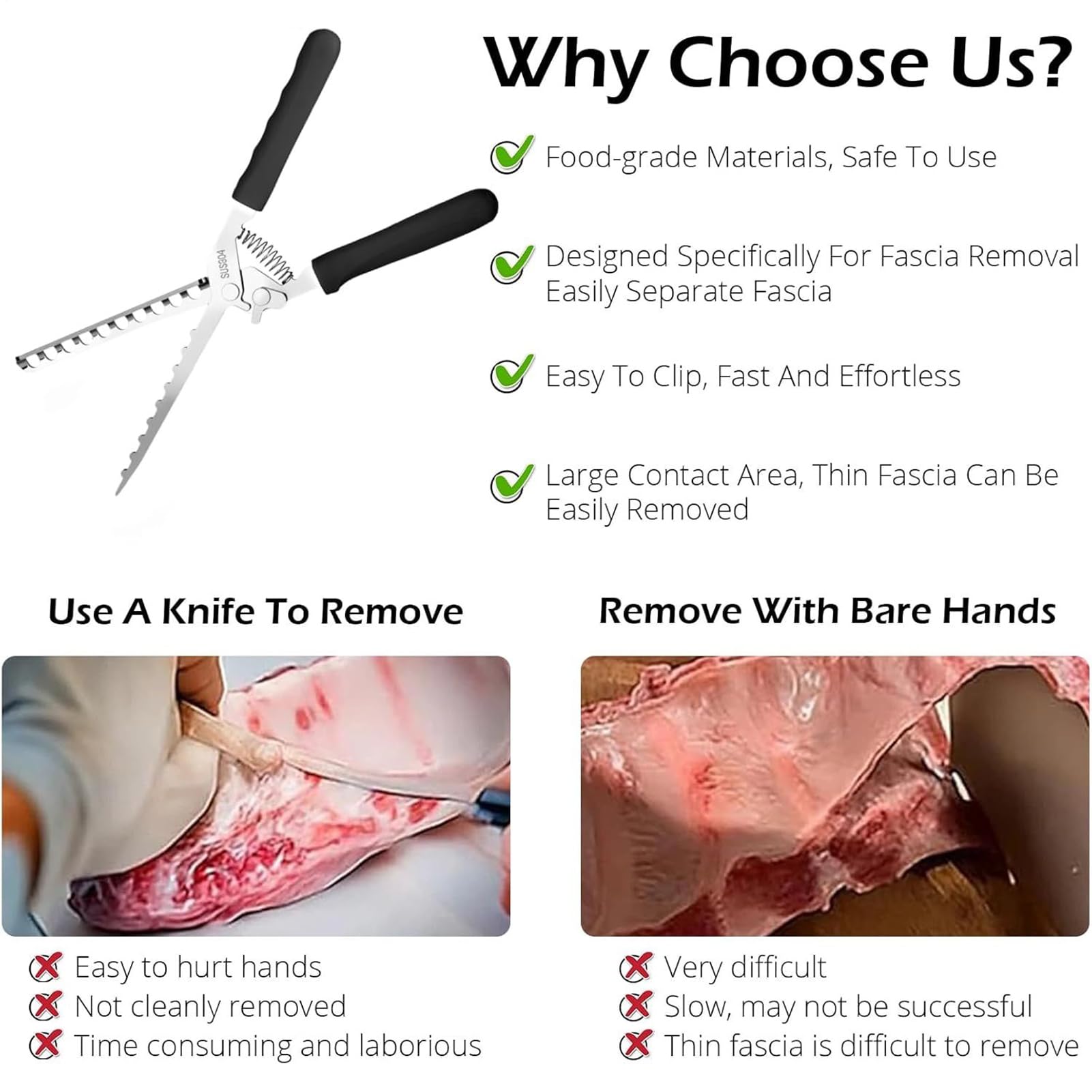 Quita Membrana Para Costillas | Aparato Resistente al Calor con Mango Ergonomico - Herramienta Para Barbacoa Con Mango Ergonomico - Para Cocinar Carnes de Cerdo Res Cordero y Uso en la Parrilla
