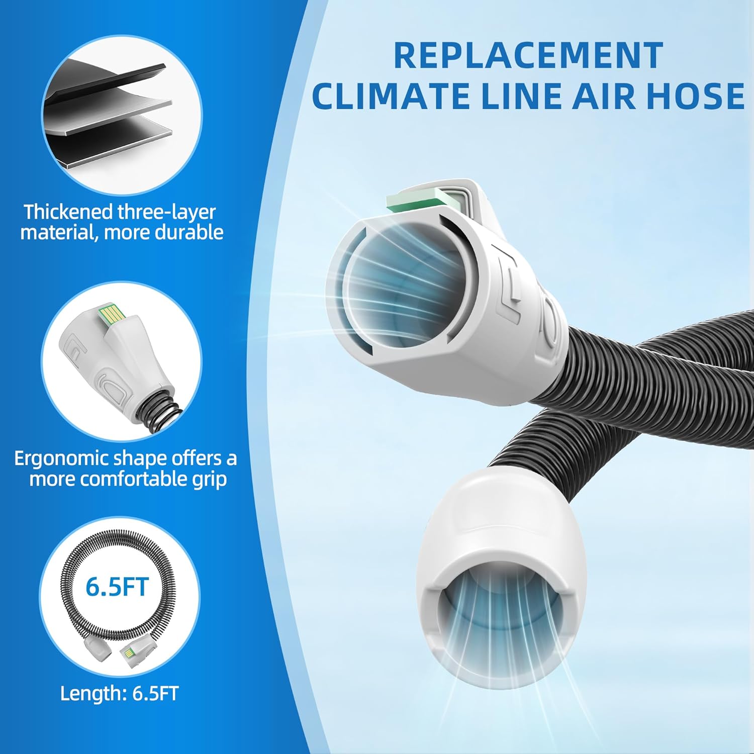 Improved Version Replacement Hose for Climate Line Air - 6.5Ft, Compatible with Airsense 11 & Aircurve 11 Supplies, ItAll Supplies for CPAP Users