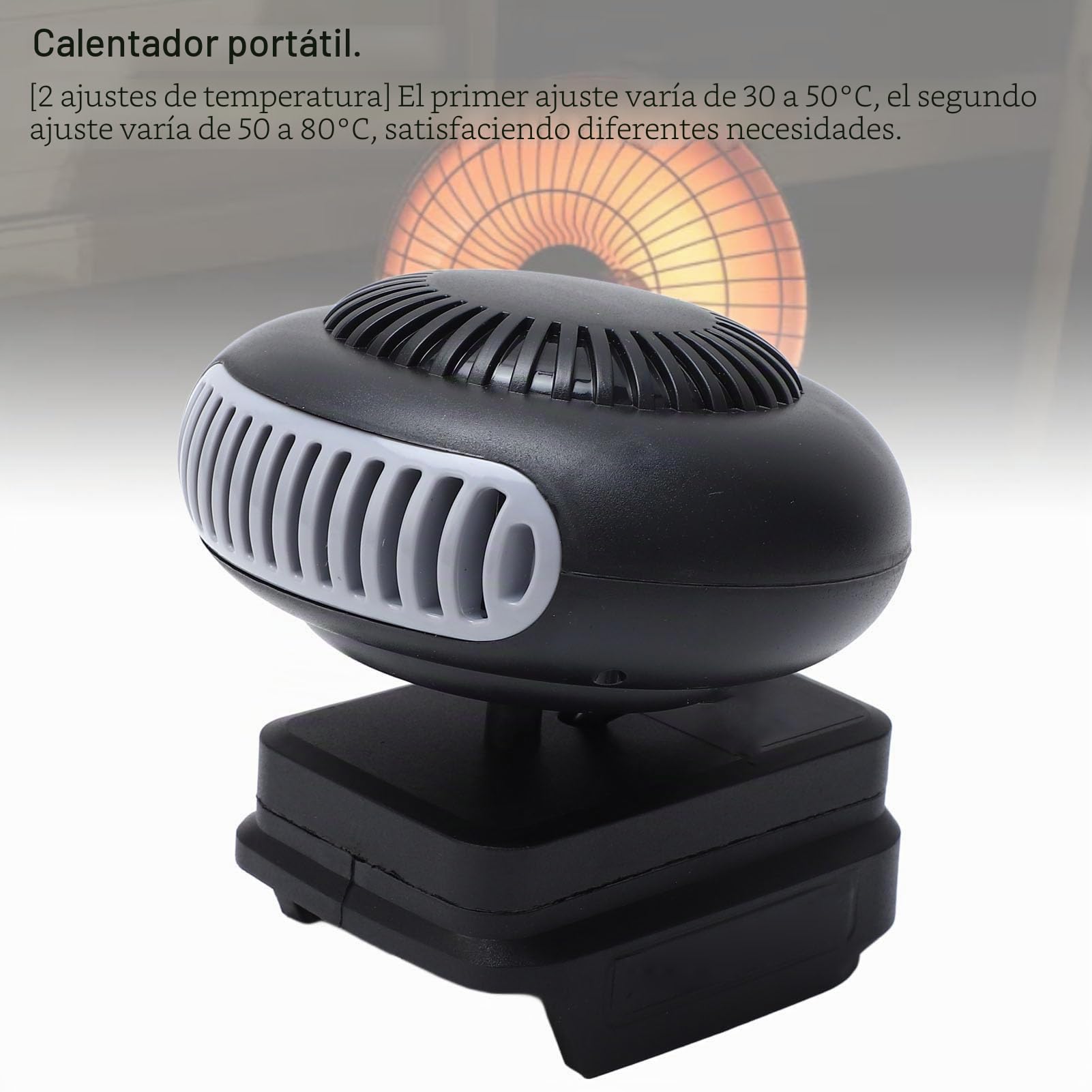 Marhynchus Calentador de Espacios Pequeños, Portátil, a Batería, con Ventilador, 2 Configuraciones de Temperatura, Funcionamiento Silencioso, para Talleres, Fábricas y Lugares de Trabajo,