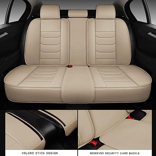 Miniatura 4 de Juego de fundas de cuero de cobertura completa para asiento de automóvil, ajuste universal para la mayoría de automóviles, sedanes, camiones, SUV,