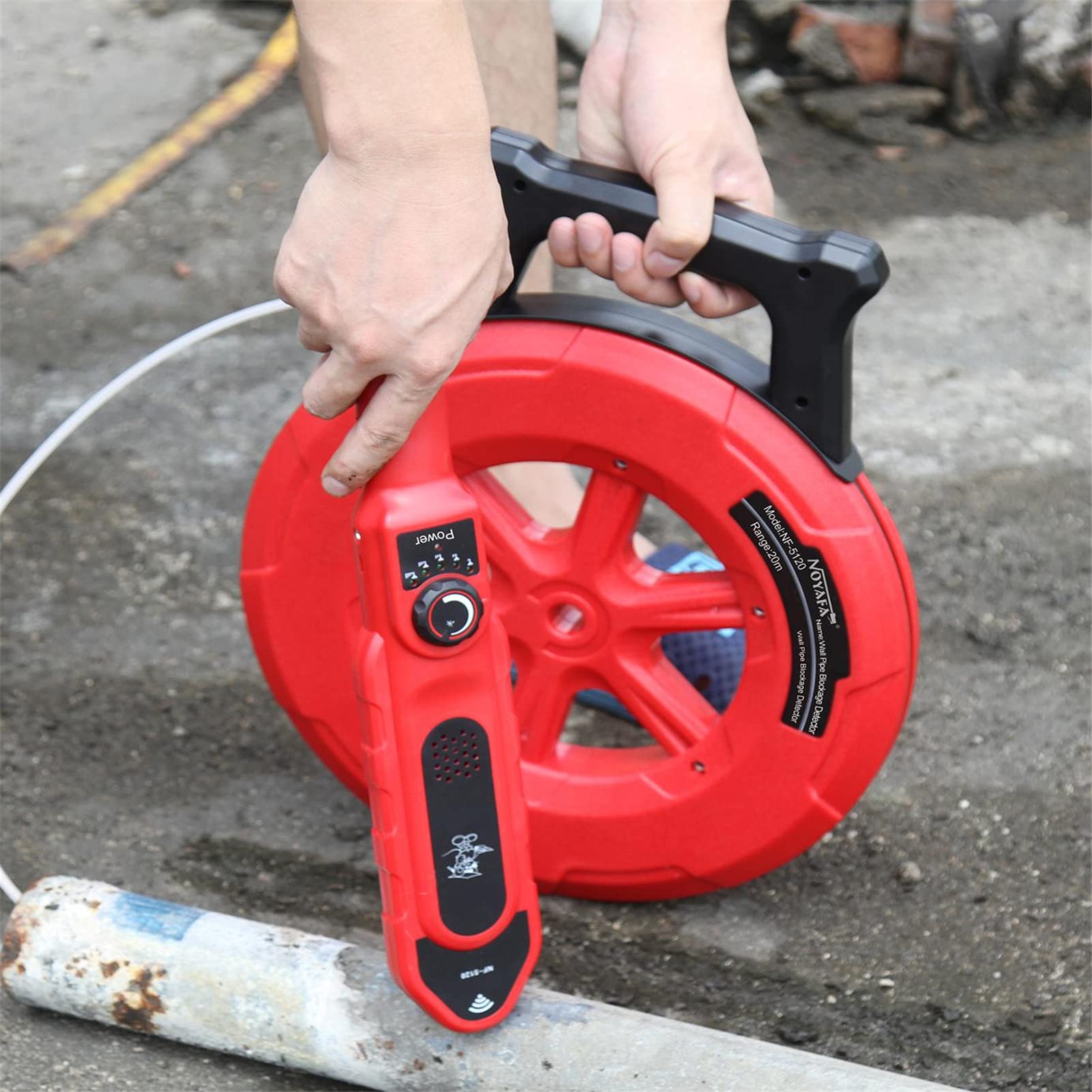 Détecteur de blocage de tuyau, NOYAFA IP67 Détecteur de blocage de tuyau étanche Localisateurs-Capteur pour la détection de tuyau en métal Tuyau d'eau en PVC NF-5140 (40 m)