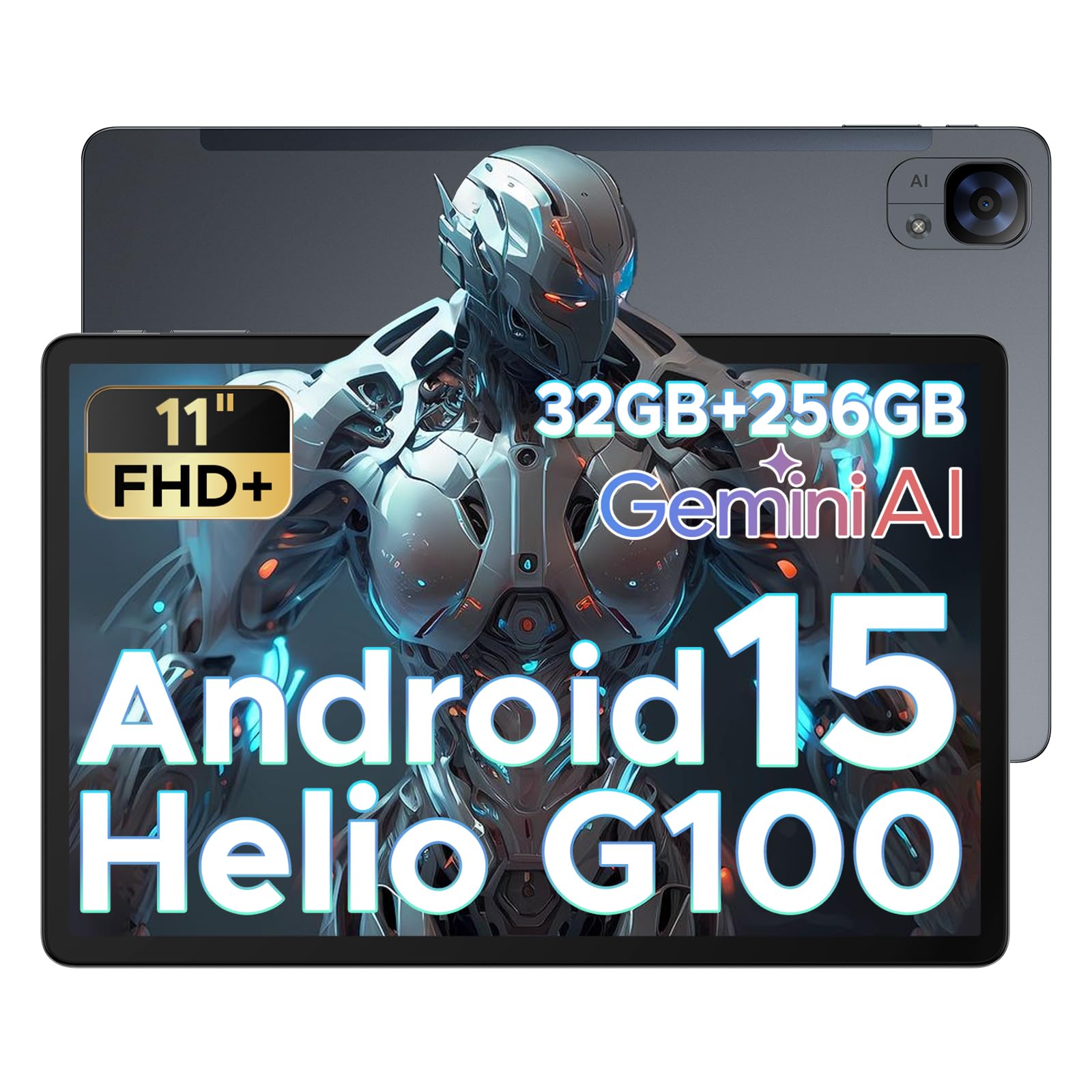 DOOGEE Tab E3 Android 15 AI Tablet, 32GB+256GB/2TB, 11 Inch FHD+& 90 Hz, Helio G100 Gemini AI Gaming Tablet, 8800mAh Battery, 7.5mm Ultra-Slim Metal Body, Dual SIM Slots, 5G WIFI|GPS|BT5.2|F