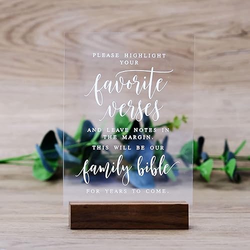 Miniatura 10 de Letrero acrílico de barra abierta de boda con soporte de madera, aspecto de cristal de 5 x 7 pulgadas, acrílico transparente con soporte para Las