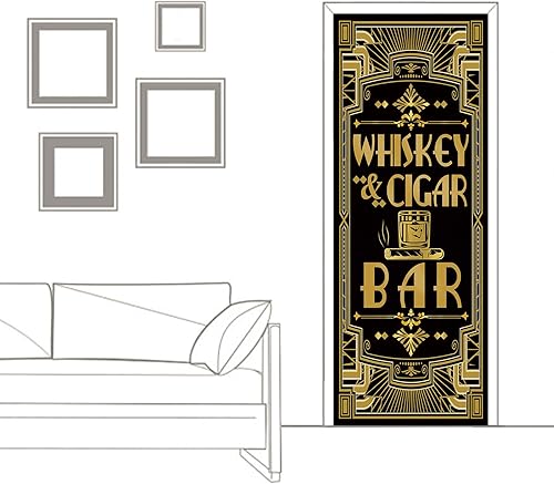 Miniatura 3 de Musykrafties Roaring - Cubierta de puerta de los años 20, decoración de fiesta, tema Gatsby, whisky y barra de cigarros, 72 x 30 pulgadas