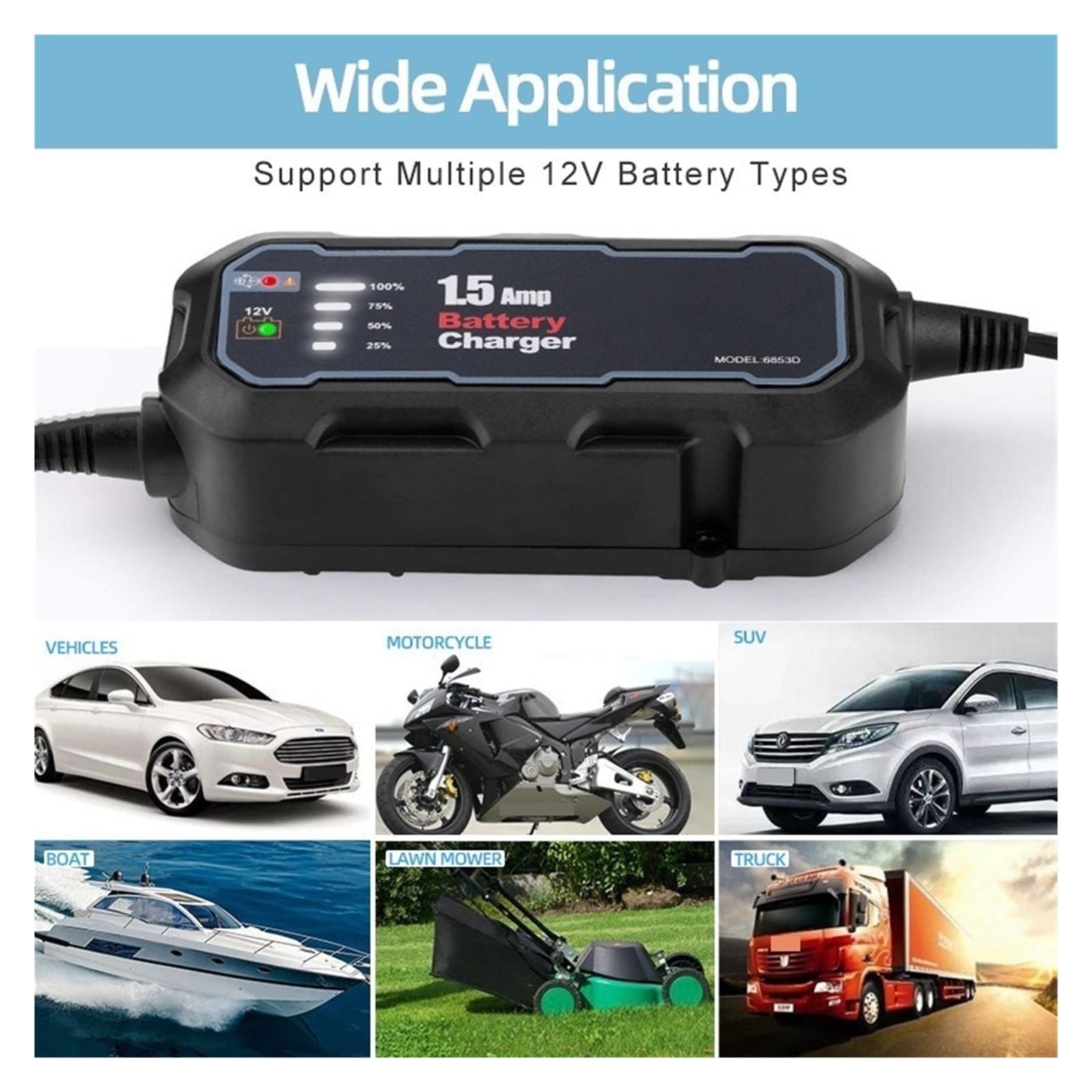 Ładowarka Do Motocykla 12 V 1500mA Wodoodporna Automatyczna Akumulatora Konserwator Ładowarki Samochodowej Wydajne Szybkie ładowanie