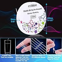 Vista 3 de Stretchy String for Bracelets, Cridoz 5 Rolls Clear Elastic String Stretch Cord Jewelry Bead Bracelet String with 2 Pcs Beading Needles for Seed