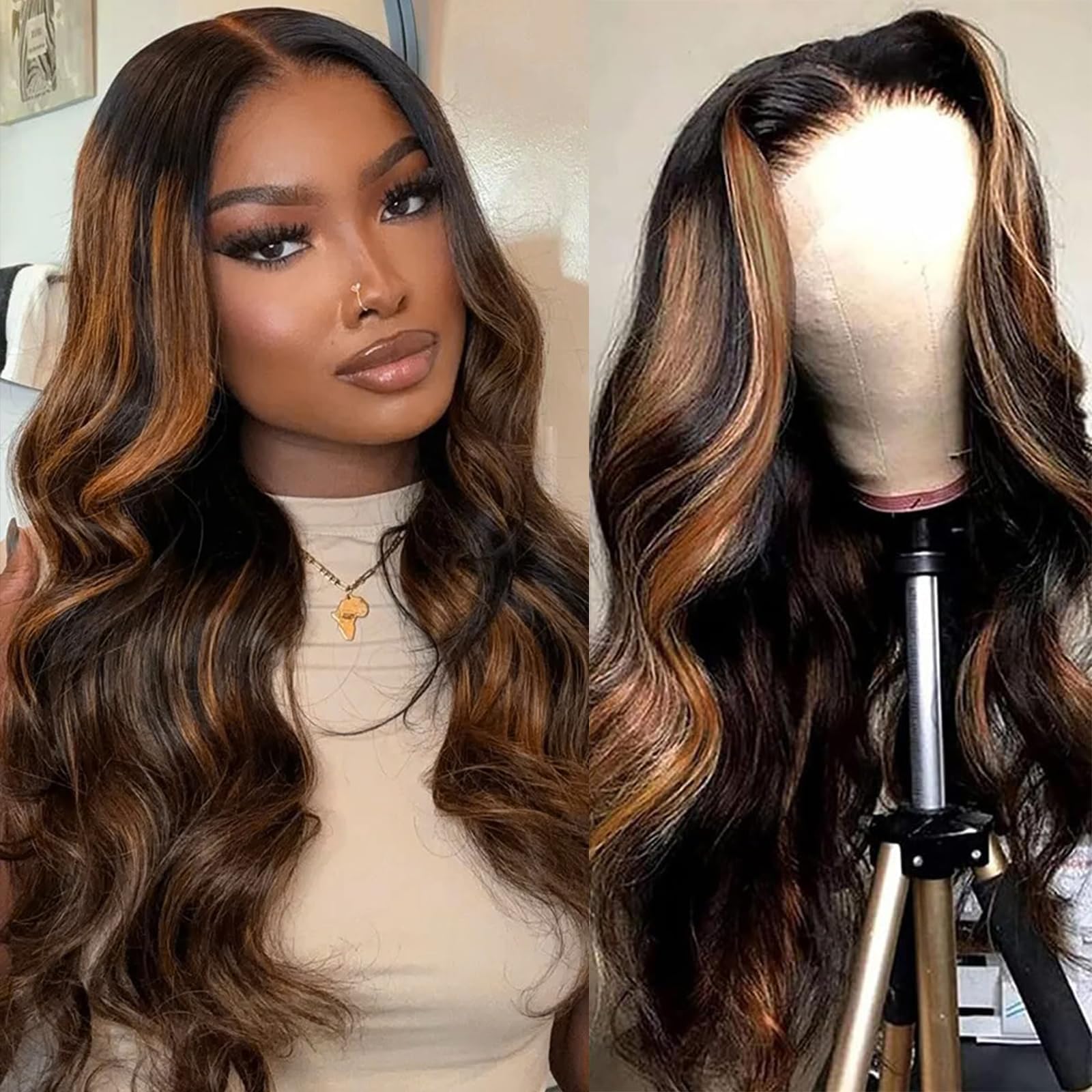 Amazon.com : Vemalin Body Wave Lace Front Wigs Human Hair 1B 