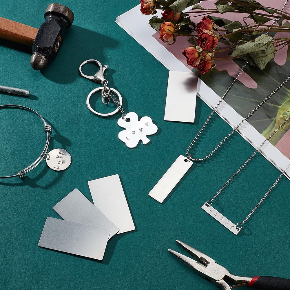 OLYCRAFT 30 etichette vuote in acciaio inox per incisione senza foro rettangolari 5 x 2,5 cm spazi vuoti per incisione su metallo incisione per fai da te e regali artigianali -Spessore 1 mm