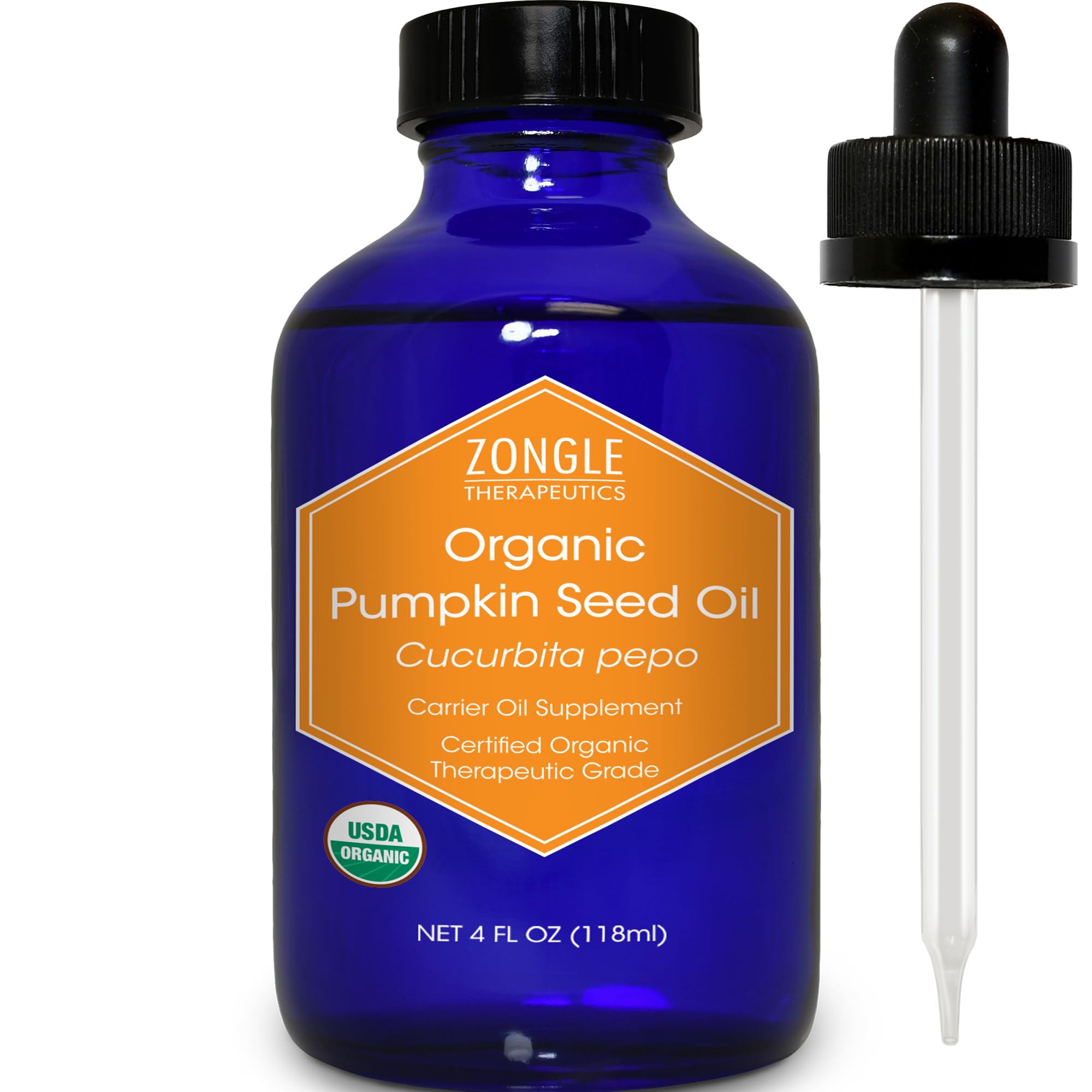 Zongle Therapeutics Organic, Pumpkin Seed Oil, Supplement, for Hair Growth – 100% Pure, Pumpkin Seed Oil, Cold Pressed, 4 OZUSDA Organic