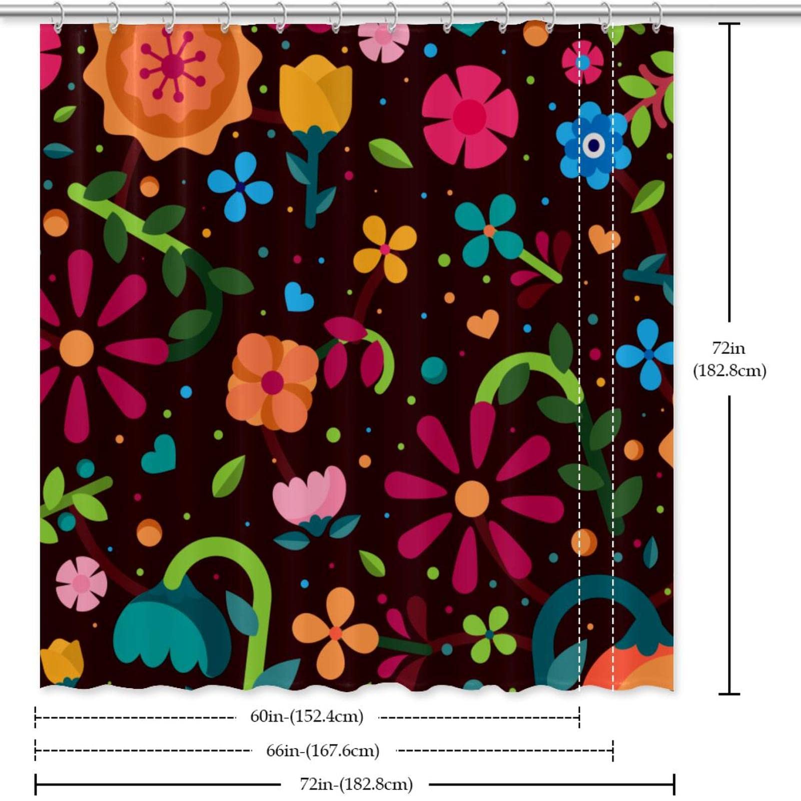 Tenda da doccia colorata con motivo a cartoni animati, per bagno, 152,4 x 183 cm, 168 x 183 cm, 183 x 183 cm