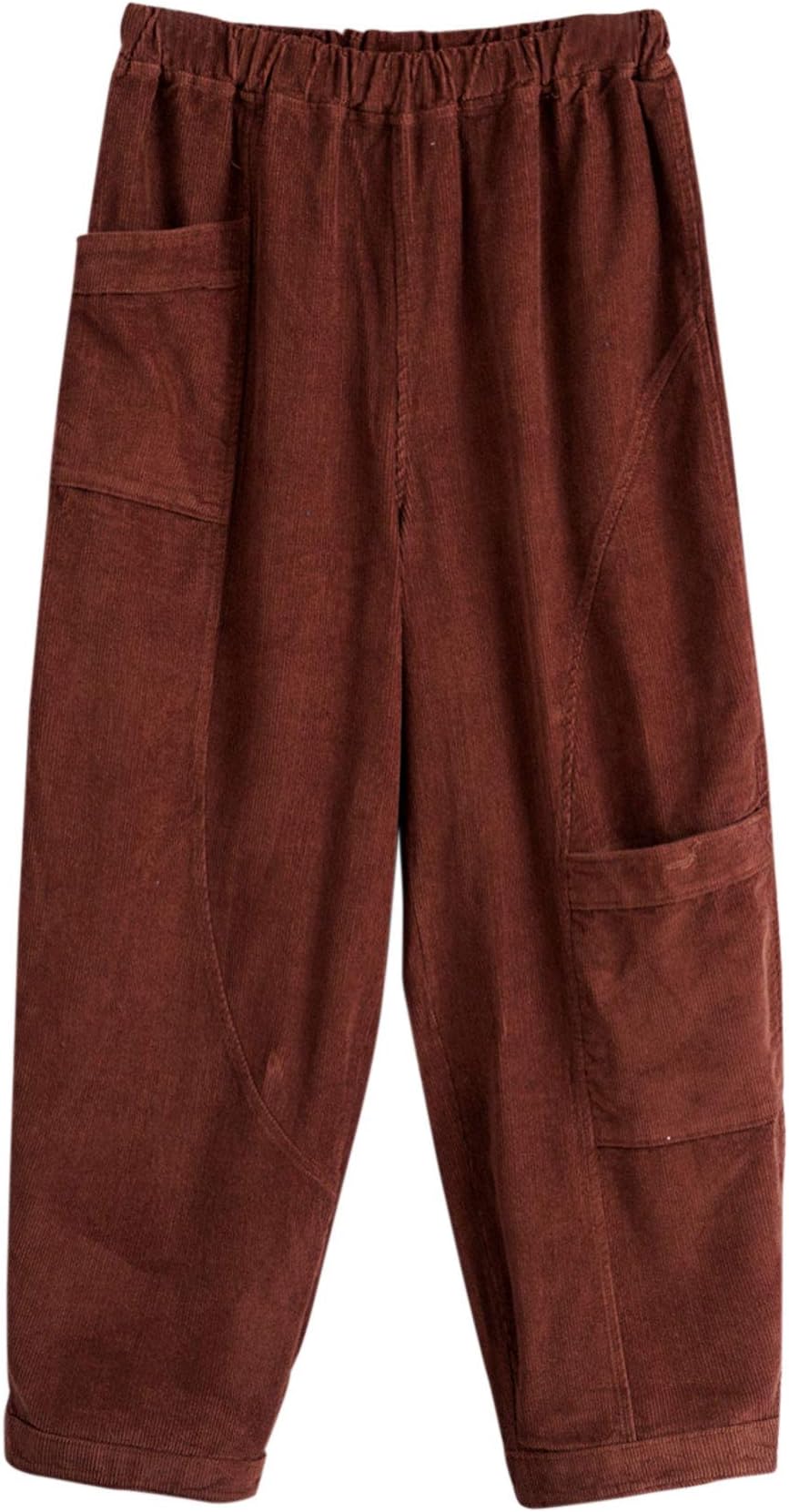 AeneontrueWomen's Corduroy Wide Leg Pants with Unique Pockets Bloomers Trousers Baggy Harem Pants