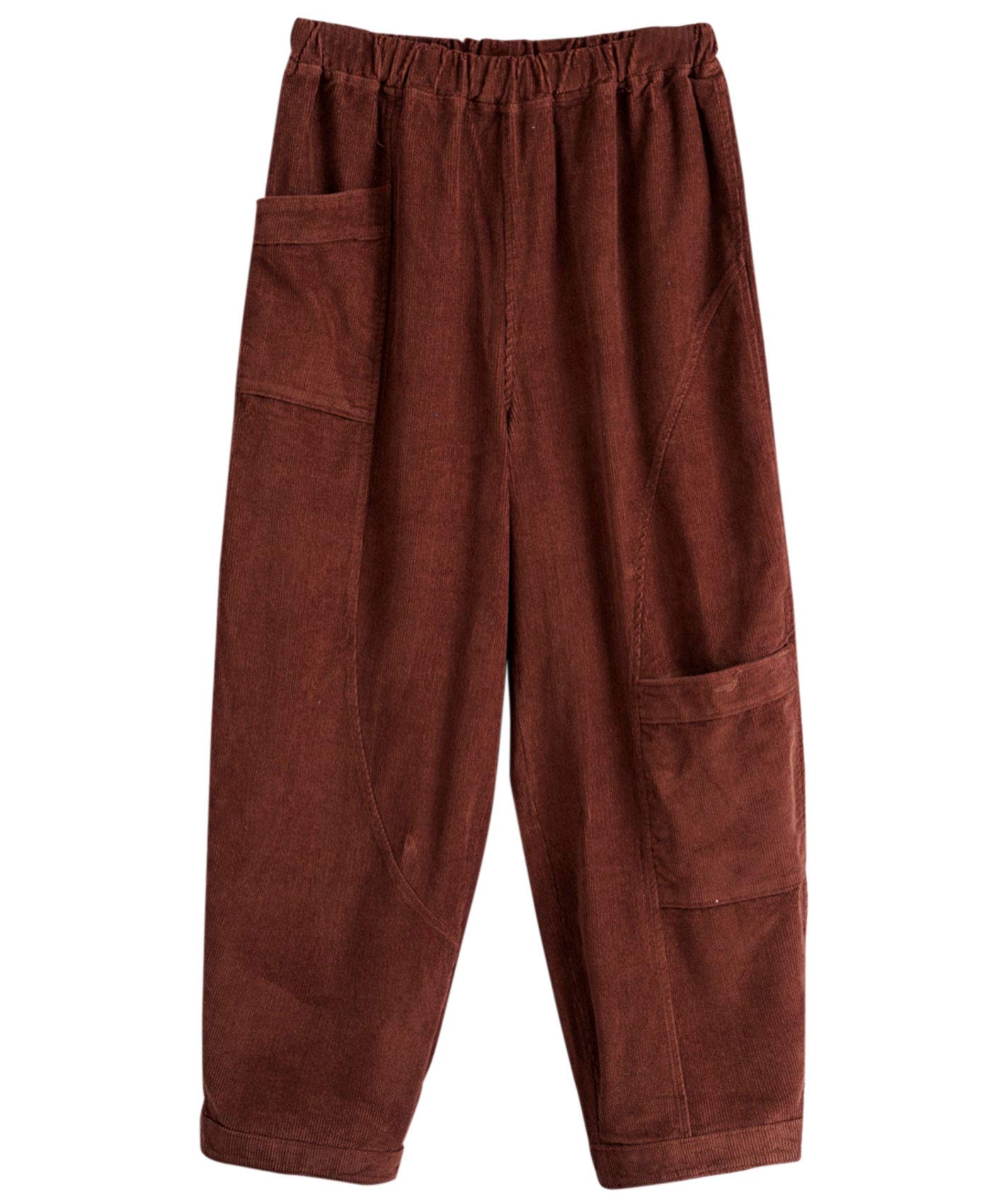 AeneontrueWomen's Corduroy Wide Leg Pants with Unique Pockets Bloomers Trousers Baggy Harem Pants