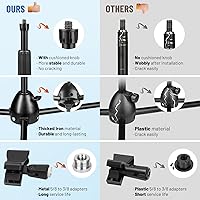 Vista 2 de CAHAYA Soporte para micrófono resistente súper resistente trípode universal con 2 clips para micrófonos, altura ajustable para micrófonos
