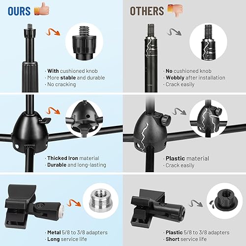 Miniatura 2 de CAHAYA CY0330 - Soporte de micrófono de alta resistencia, súper resistente, soporte universal para micrófono con 2 clips de micrófono para la