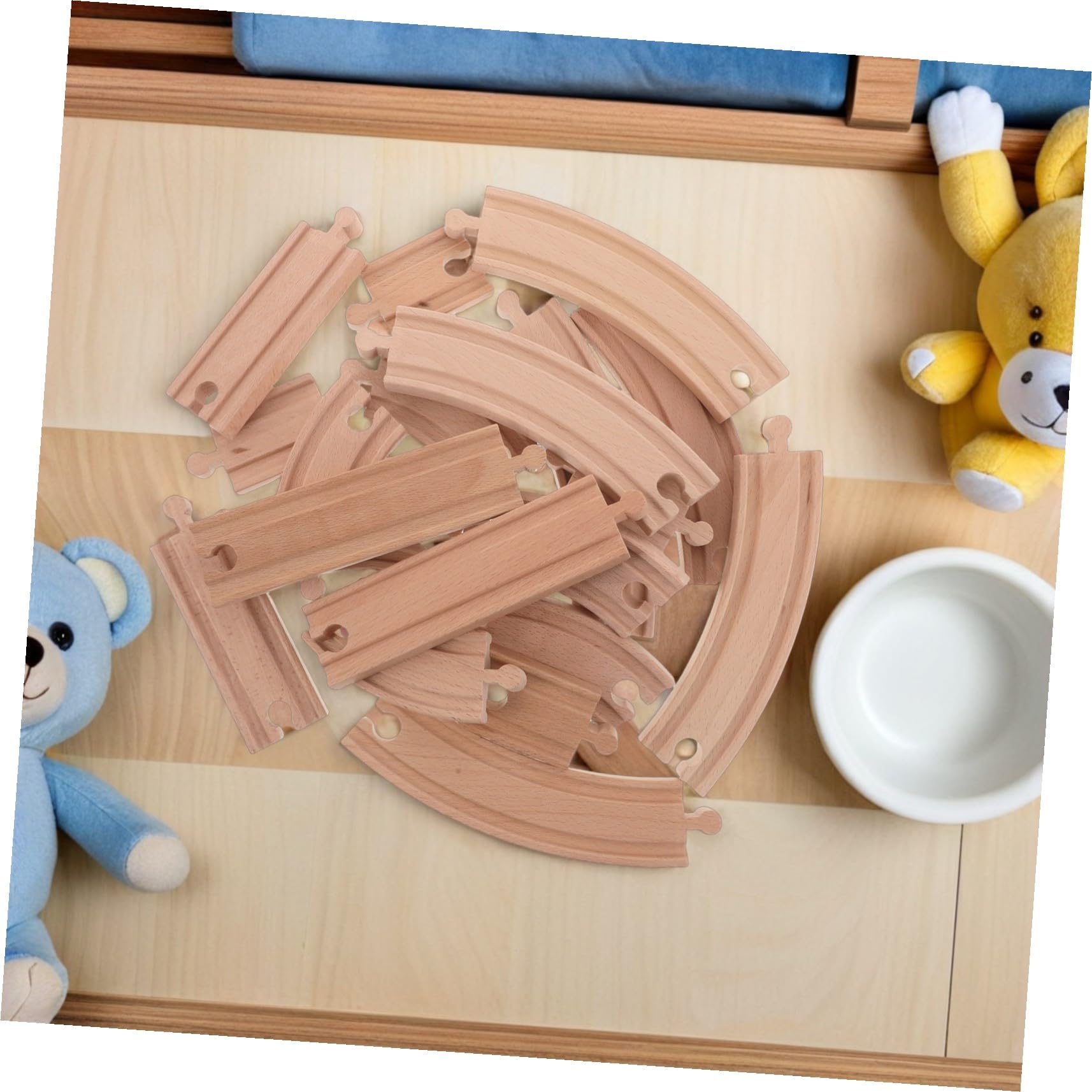 Toyvian 20pezzi Binari Treno Legno Espansione Accessori per Treni Giocattolo Binari per Treni Compatibili con Tavolo Treno