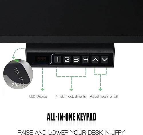 Miniatura 8 de soges Escritorio eléctrico de pie de 63 pulgadas, ergonómico, altura ajustable, escritorio para computadora, escritorio de pie para oficina en casa,