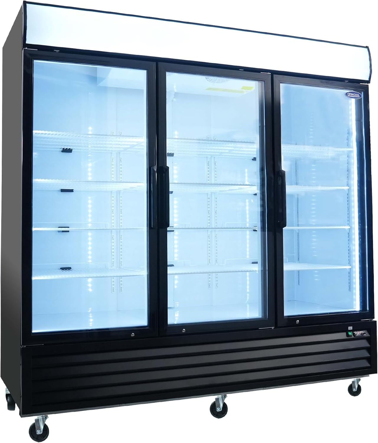 Commercial Double Glass Door Merchandiser Freezers, 80.7" W, Lockable Wheels, 1980L Restaurant Freezers ETL Commercial Freezers