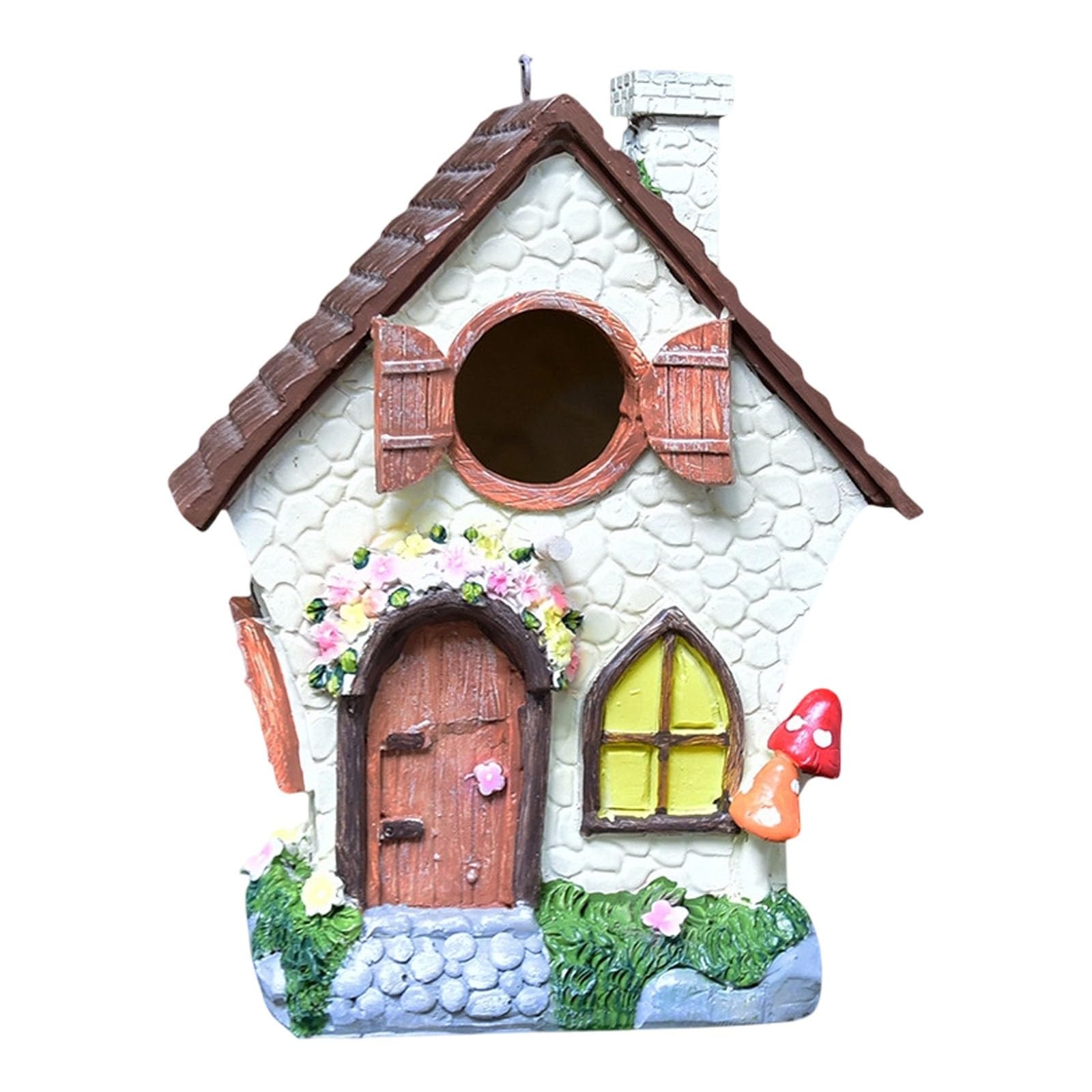 Casetta per uccelli da appendere, impermeabile, resistente, in resina, con catena, per uccelli blu, passeri, fringuelli, cardinali, cince, all'aperto, giardino, cortile, regalo