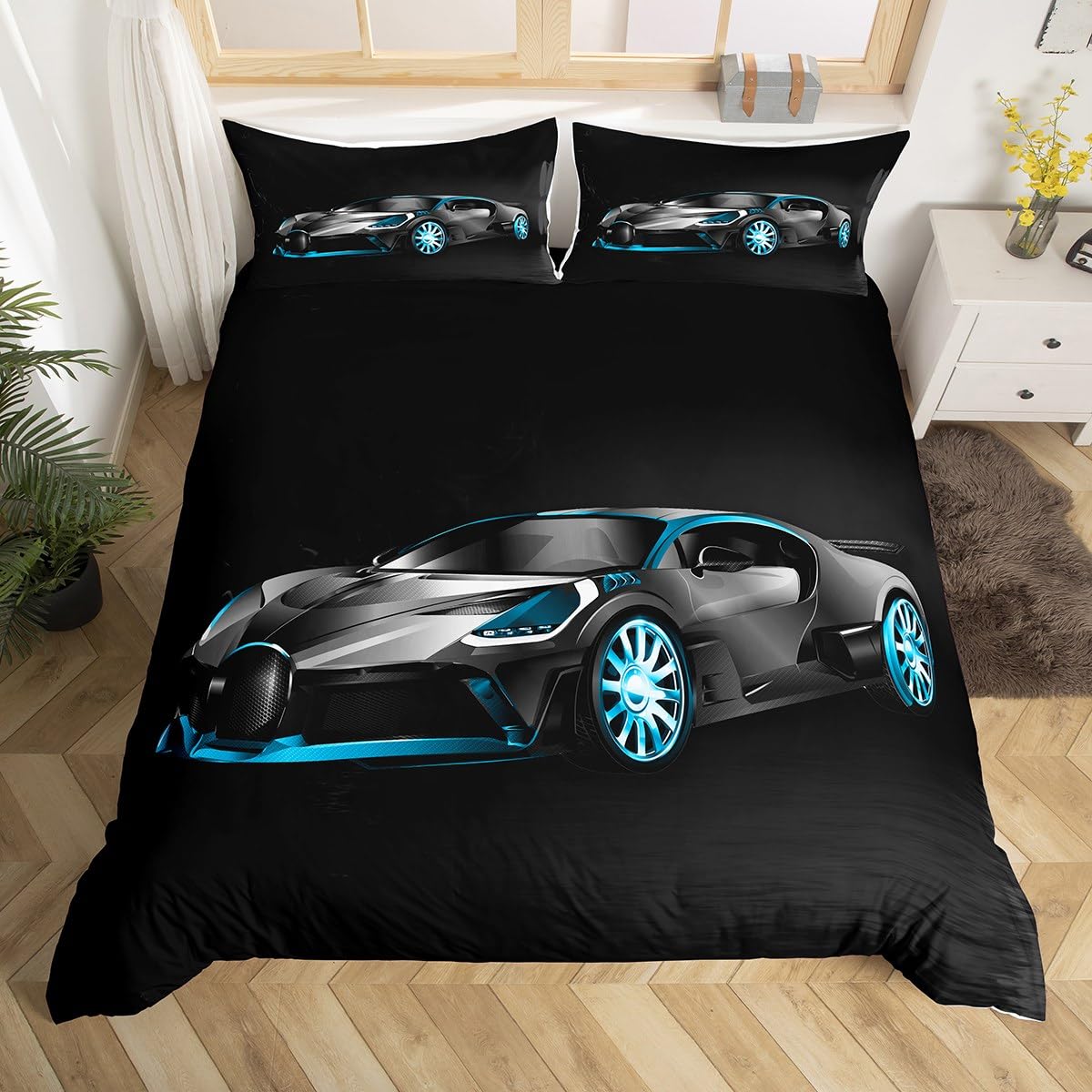 Housse de couette compétition pour lit simple : créez un décor de chambre de pilote de course