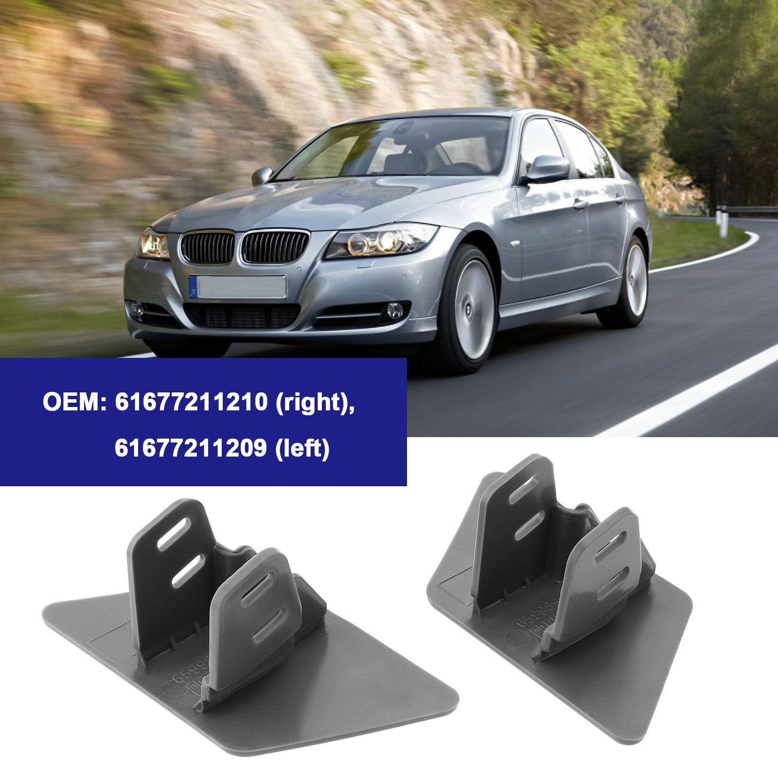 1 Paio di Tappi Lavafari Sinistro E Destro per Auto 61677211209 61677211210 Compatibile con BMW Serie 3 E90 E91 Copertura Anteriore del Sistema di Pulizia
