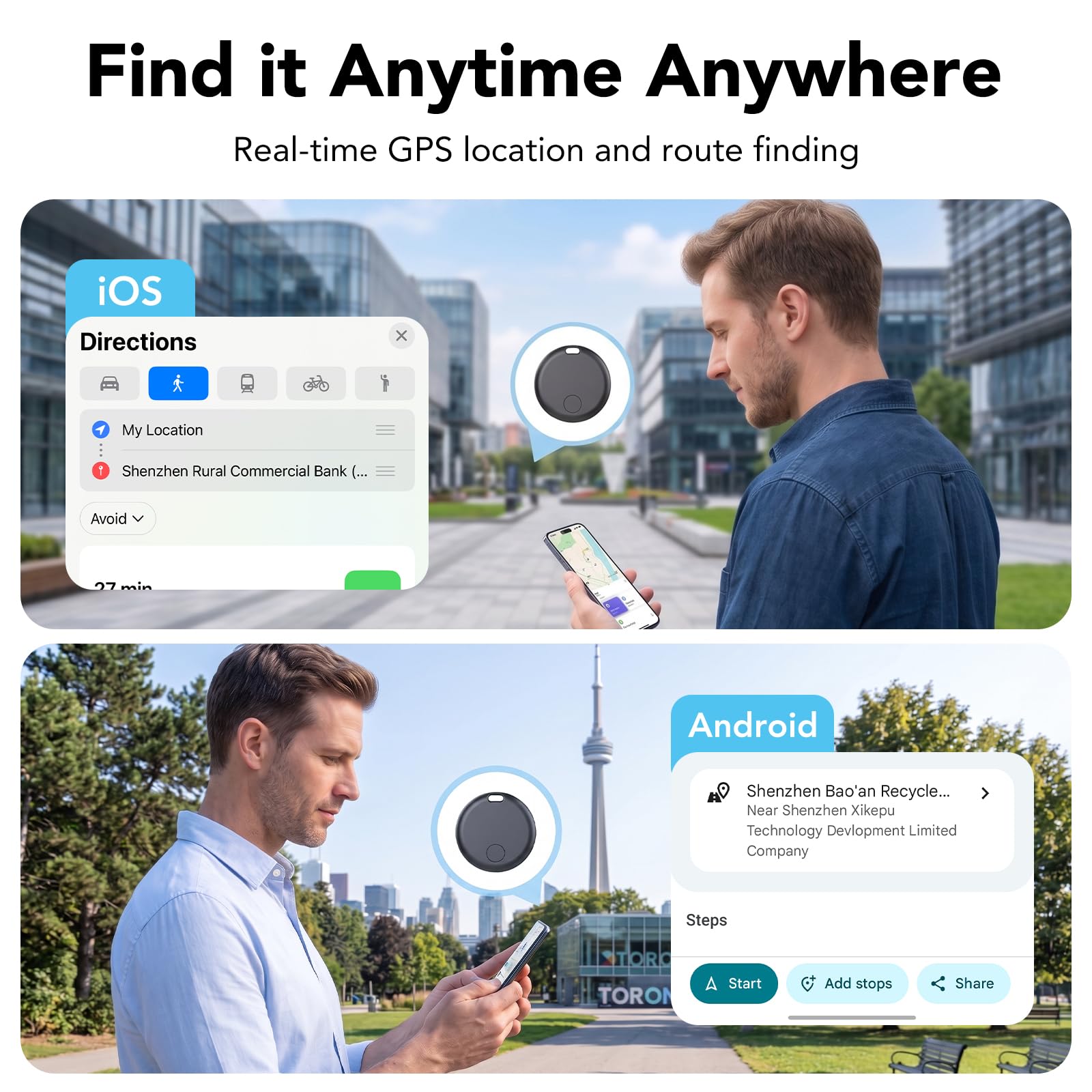 Smart Traceur Tag Lot de 4, Compatible avec Apple Find My et Google Find Hub, Localisateur Bluetooth Android & iOS, Batterie Remplaçable, Étanche IP68, pour Clés, Portefeuilles, Valises et Sacs