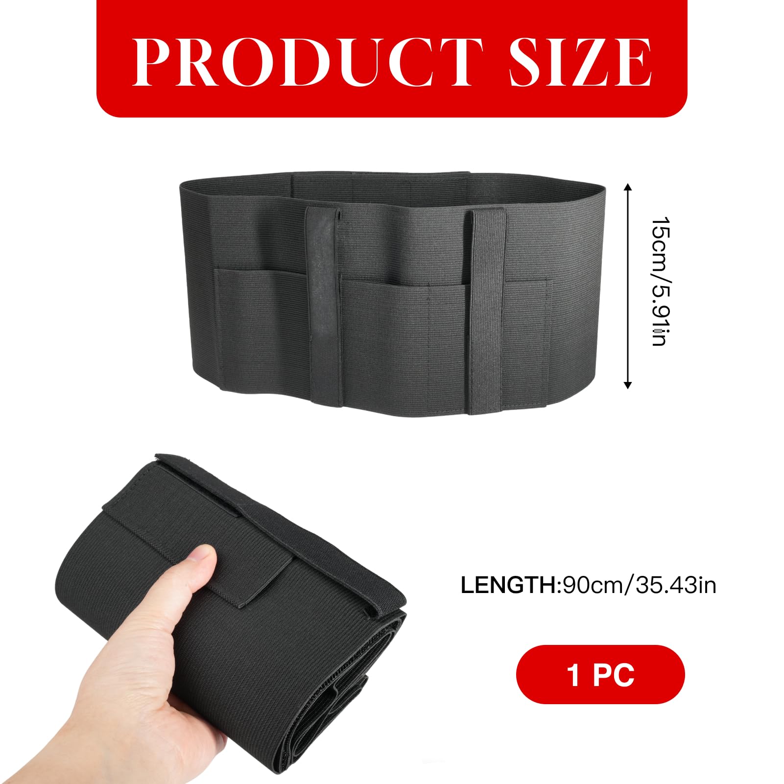Funda Pistola de Banda para el Vientre,Neopreno Elástico 15cm Ancho,Ajustable hasta 115cm,Unisex,Transpirable,Alta Retención,Rápido Acceso Seguro,Funda para Pistola Táctica Oculta,Negro