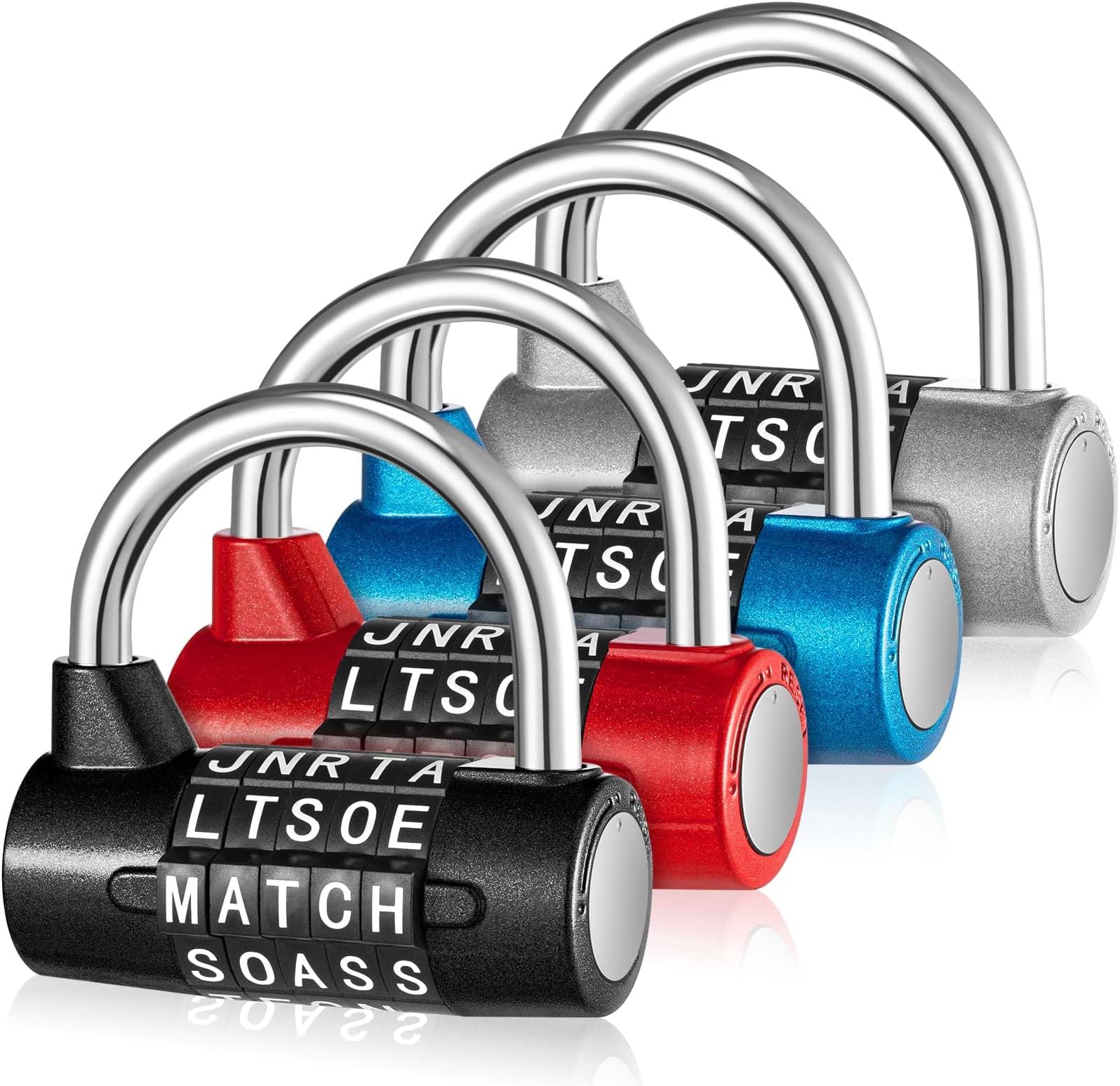 Shimeyao 4 Pcs Heavy Duty Gym Locker Lock 5 Digit Combination Lock for Locker Keyless Resettable Lock Your Own Word 5 Letter Lock Safety Padlock for School Gym Locker Toolbox Hasp Cabinet Storage