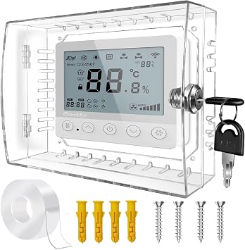 Baby proofing Thermostat Lock Box with Key,Clear Thermostat Cover with Lock for Thermostat on Wall, Thermostat Guard,Universal Thermostat Lock Box Fits Thermostats 4.8" H x 6" W or Smaller