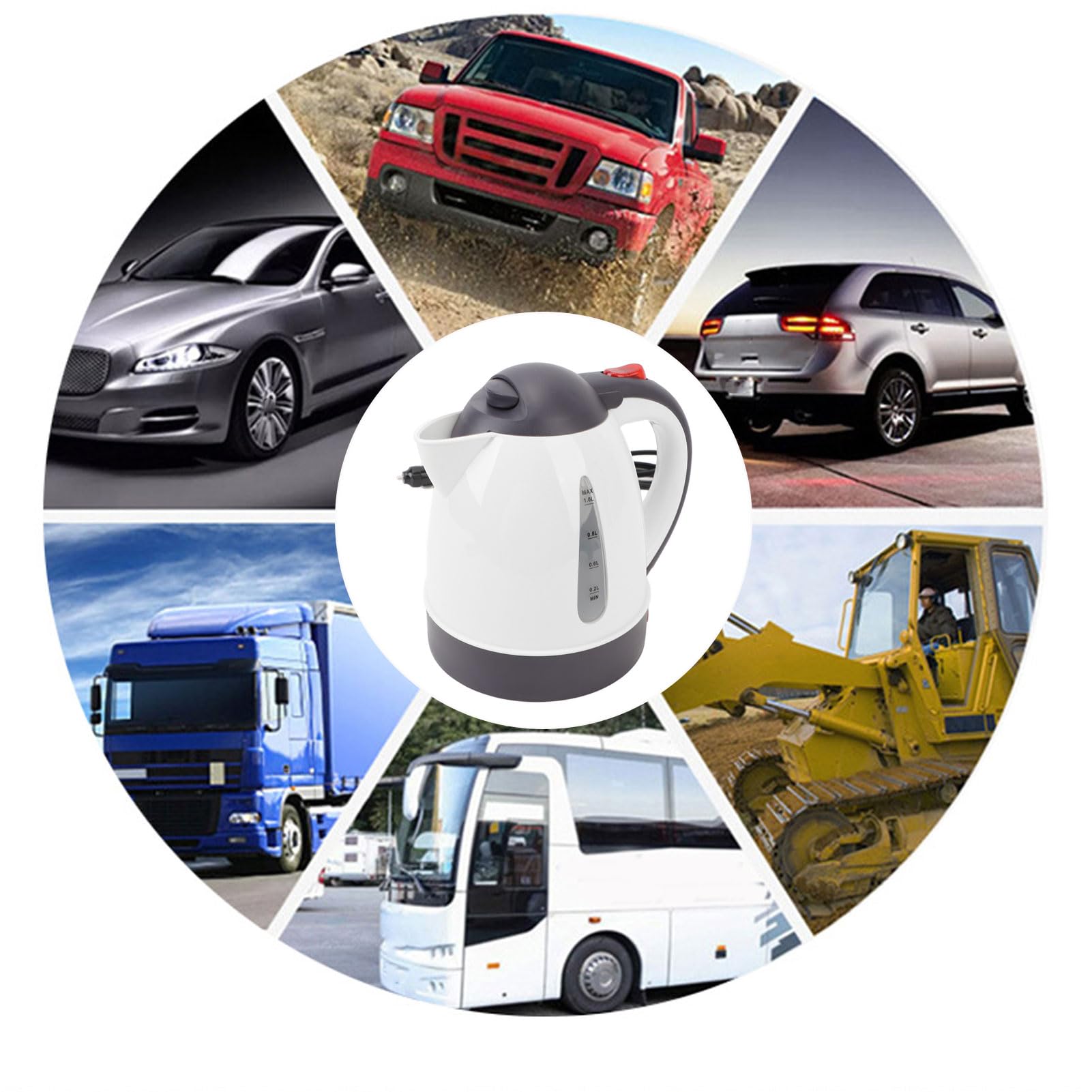 Podróżny Czajnik Elektryczny 24 V/12 V, Czajnik Zasilany baterią 1000 Ml, Urządzenia 12 V na Kemping, podróż Podróżna Zapalniczka Samochodowa Ciężarówka Podgrzewana Woda Czajnik