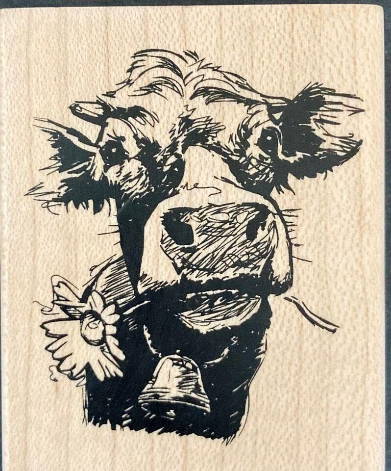 Inkadinkado Cow Selfie Wood Stamp for Arts and Crafts, 2.25'' W x 2.75'' L