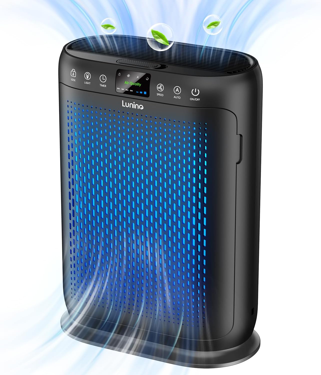 Air Purifiers for Home Large Room up to 2400sq.ft, LUNINO H13 HEPA Air Filter with Air Quality Sensors, Aromatherapy Function, Air Cleaner for Smoke, Dust, Dander, Pets Hair, Odor, E-200 Black