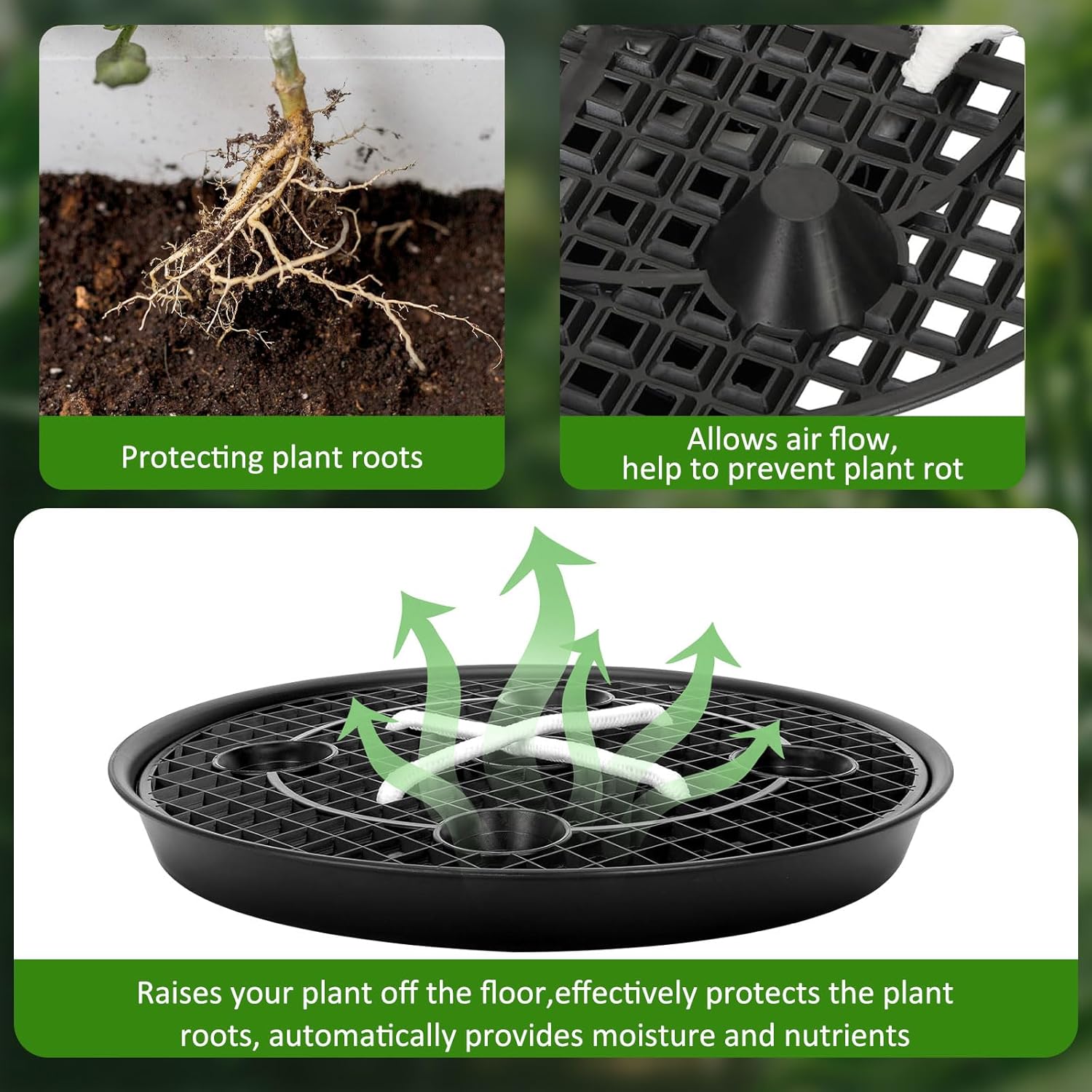 4 Pack Self-Watering Base for Fabric Pot,Auto-Irrigation Water Delivery System,14Inch Plastic Plant Saucer Stand for for Indoor-Outdoo and Grow Tents Greenhouses