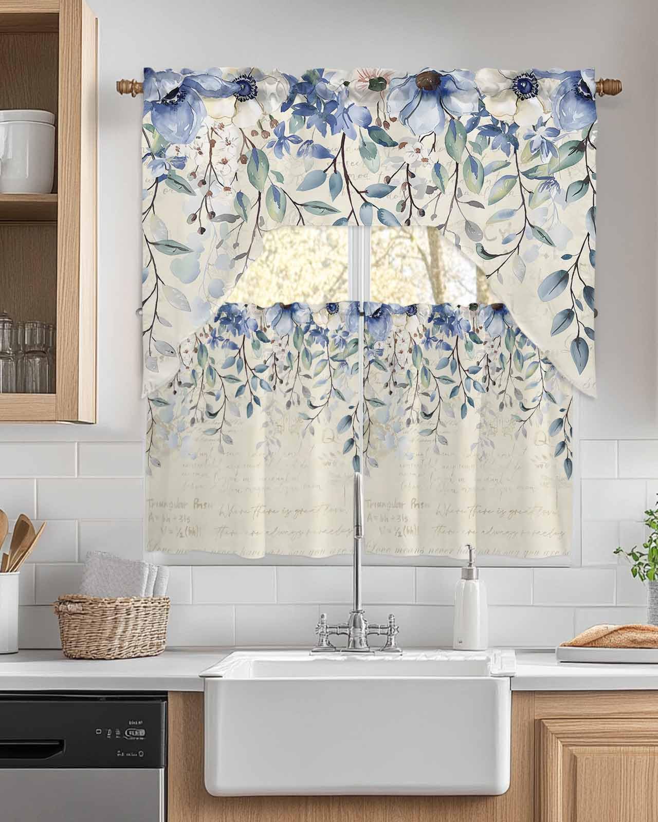 Blue Swag Curtains Amazon.com: Contemporary Blue Swag Kitchen Curtain