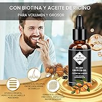 Vista 4 de Kit de crecimiento de barba, aceite de crecimiento de barba mejorado (2 onzas) con 3 biotinas espesantes y aceite de ricino para barba