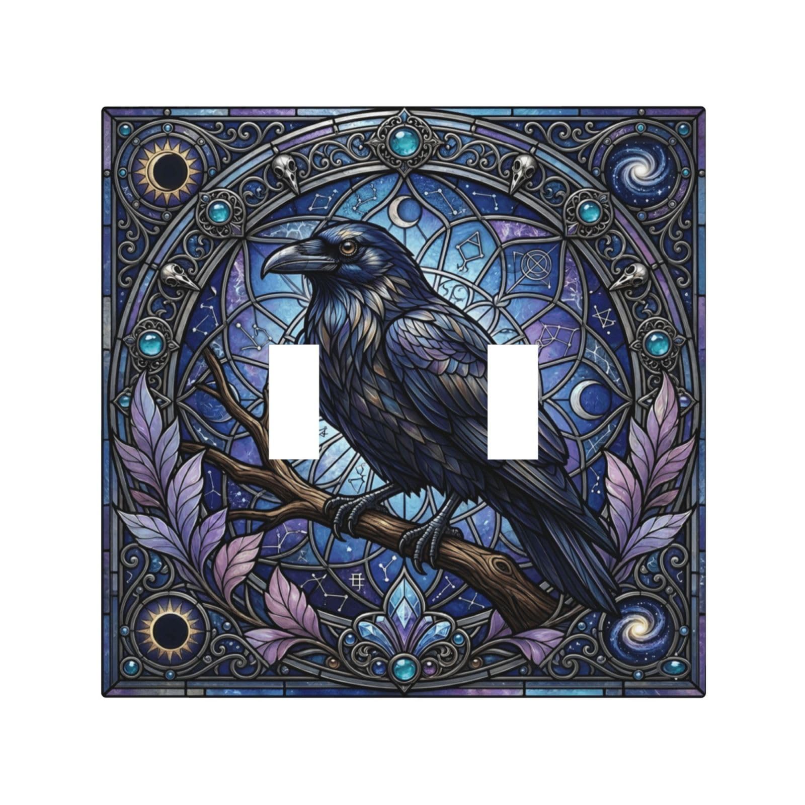 Plaque murale double bascule corbeau gothique pour décoration salon et chambre