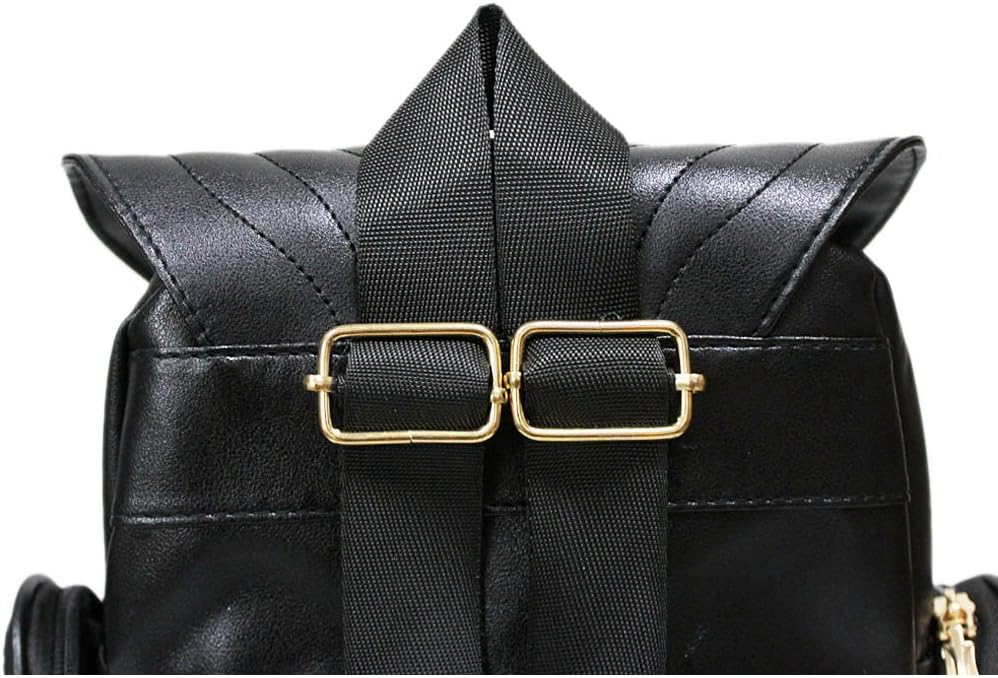 GinTai Women Pu Leather Owl Cartoon Backpacks Fashion Casual Satchel mini Small black Backpack, Black - Image 6