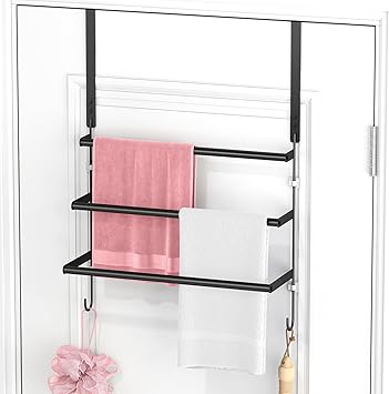 Over The Door Towel Rack,Towel Rack with Hooks for Door Hanging, Door Towel Bar, Over Door Towel Racks for Bathroom (Black) Over The Door Towel Rack,Towel Rack with Hooks for Door Hanging, Door Towel Bar, Over Door Towel Racks for Bathroom (Black)