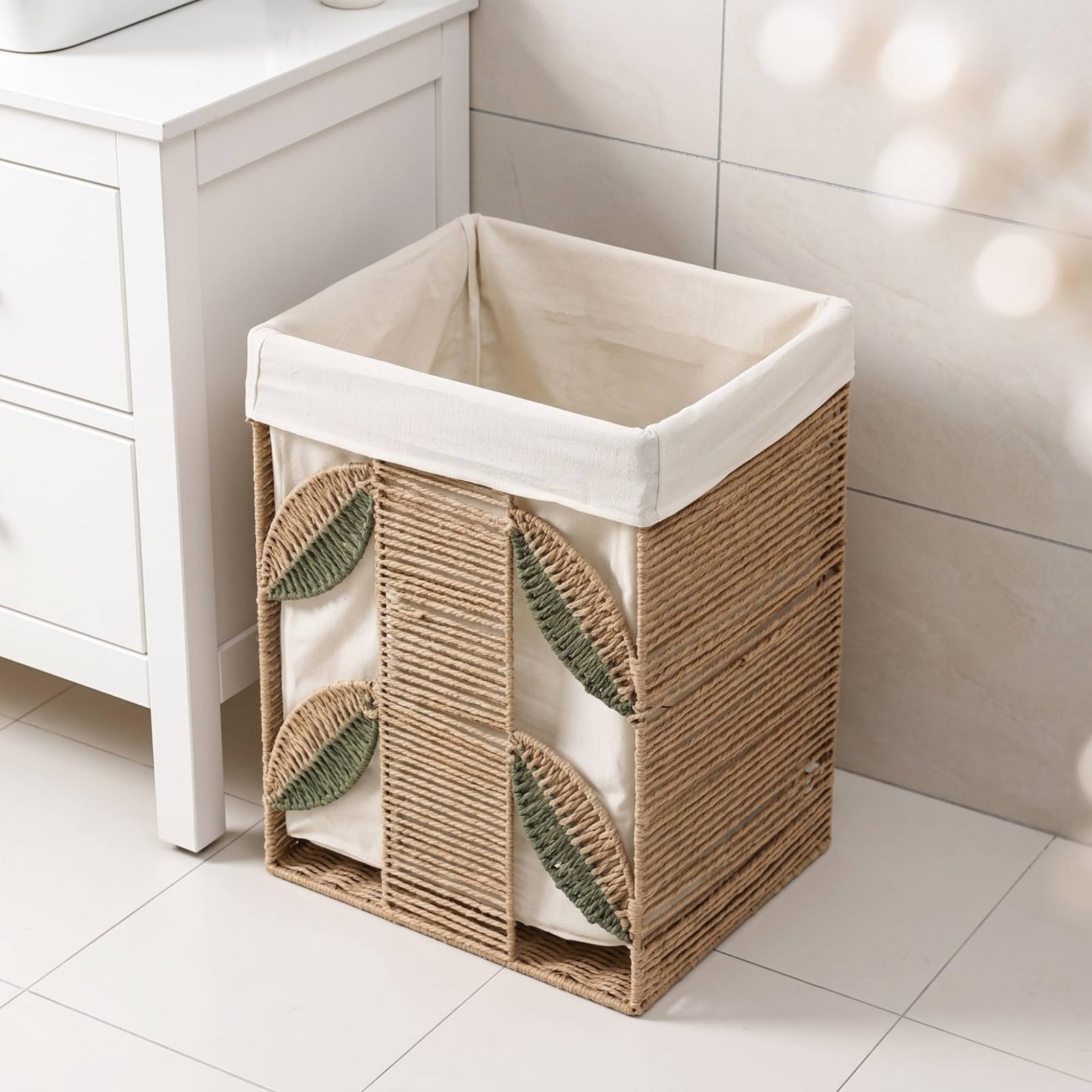F Fityle Cesta de Almacenamiento Rectangular Tejida con Forro Extraíble Organizador Contenedor Cesto con Estructura Estable y para, Pequeño, style to 2