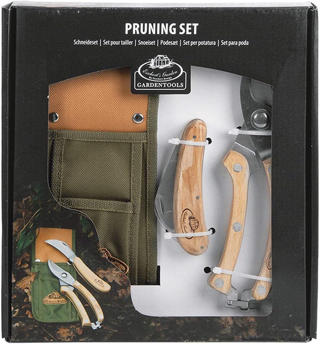 Esschert Stainless Steel Garden Plant Cutting Set of 3 Scissors Knife Bag Tool