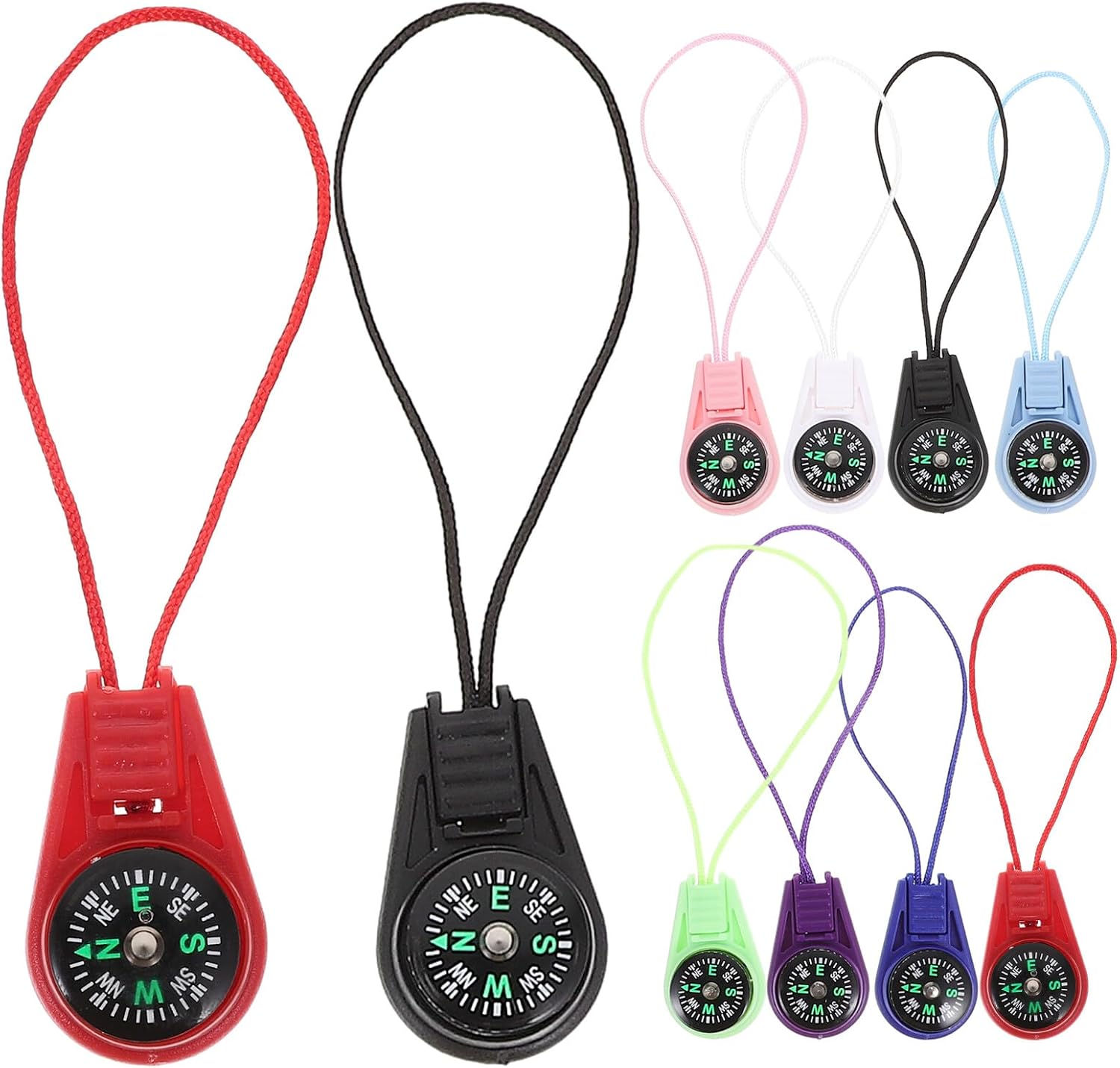VILLCASE 20pcs Mini Pocket Compass Keychain with Lanyard, Outdoor Compass Tool for Camping Hiking Travel, Mixed Color Small Vintage Navigation Accessory Random Color