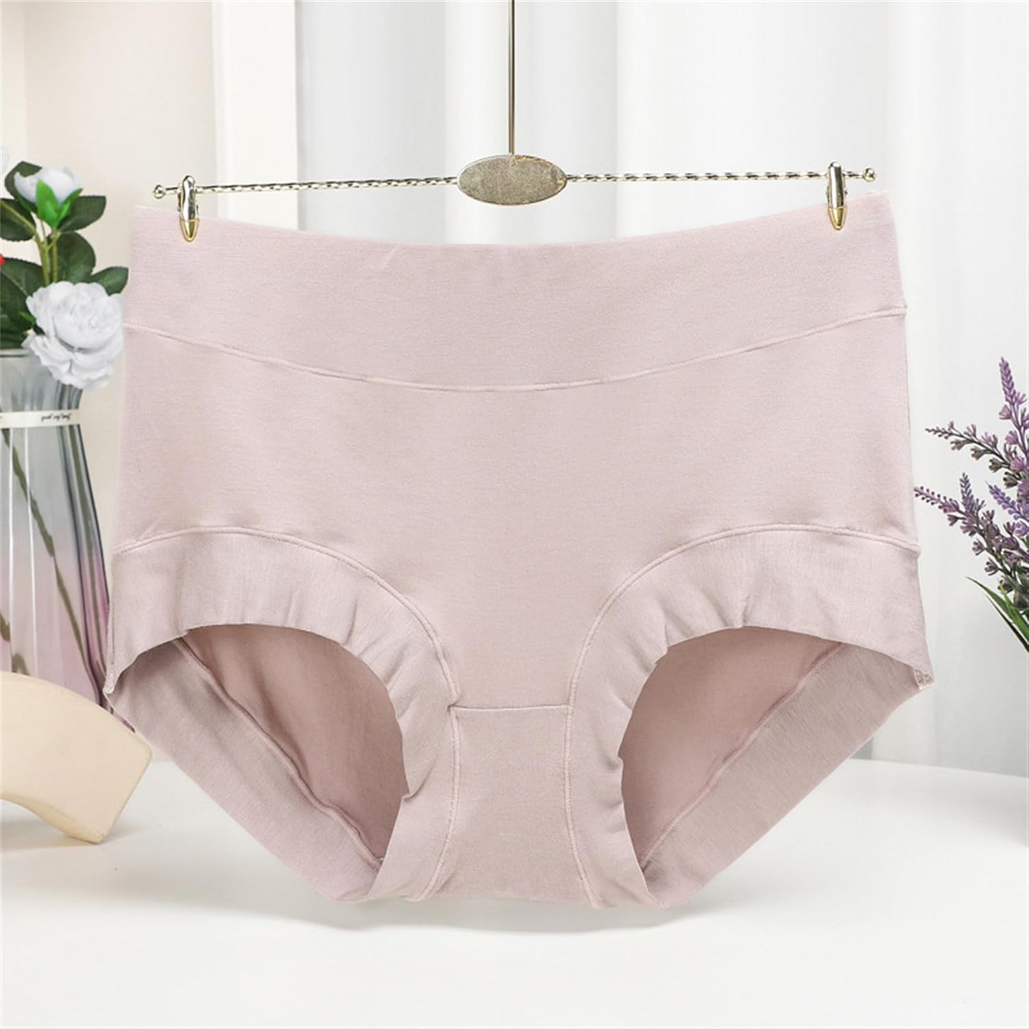 DGHM-JLMY Ladies Breathable Seamless Plus Size Underwear Elasticity Mid Waisted Panties Soft Stretch Bikini Hipster Underwear