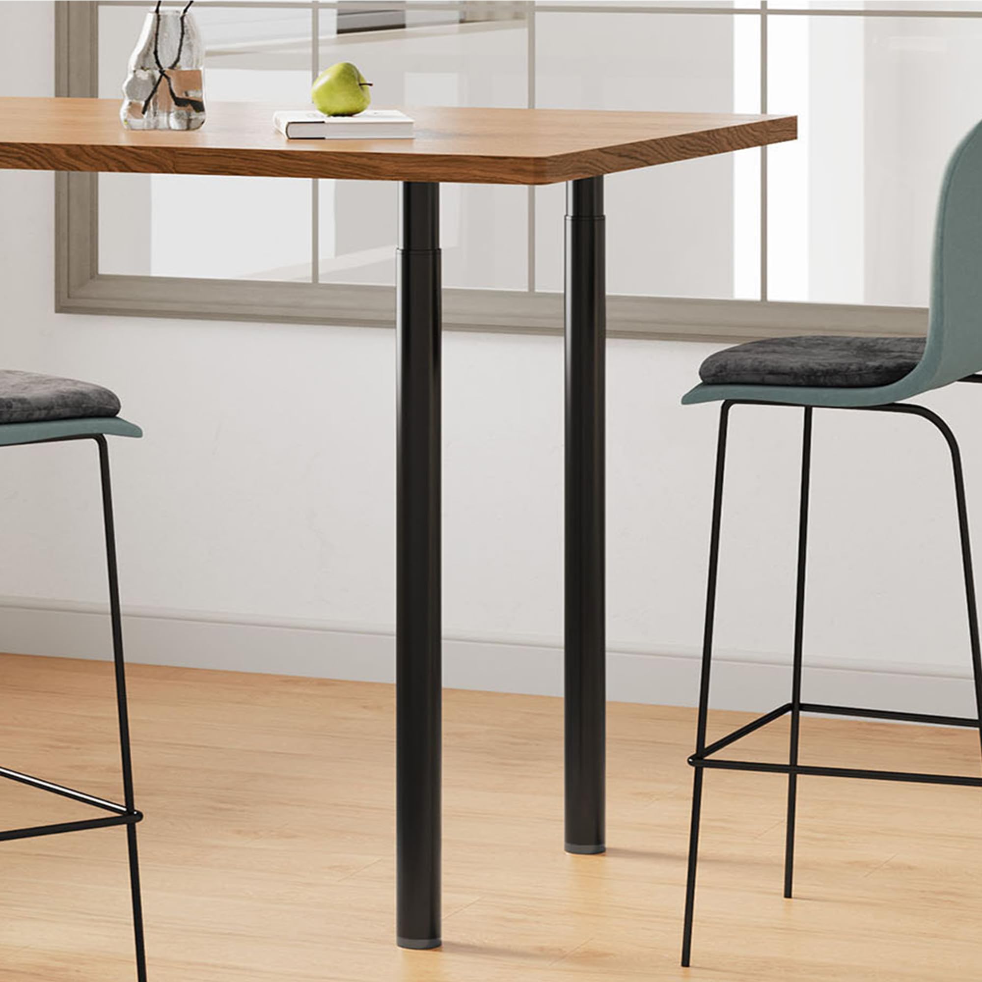 INMOZATA 1 gambe da tavolo regolabili in altezza, 70-110 cm, colore nero, in metallo, con protezione per pavimento e viti per comò, tavolo da pranzo, scrivania