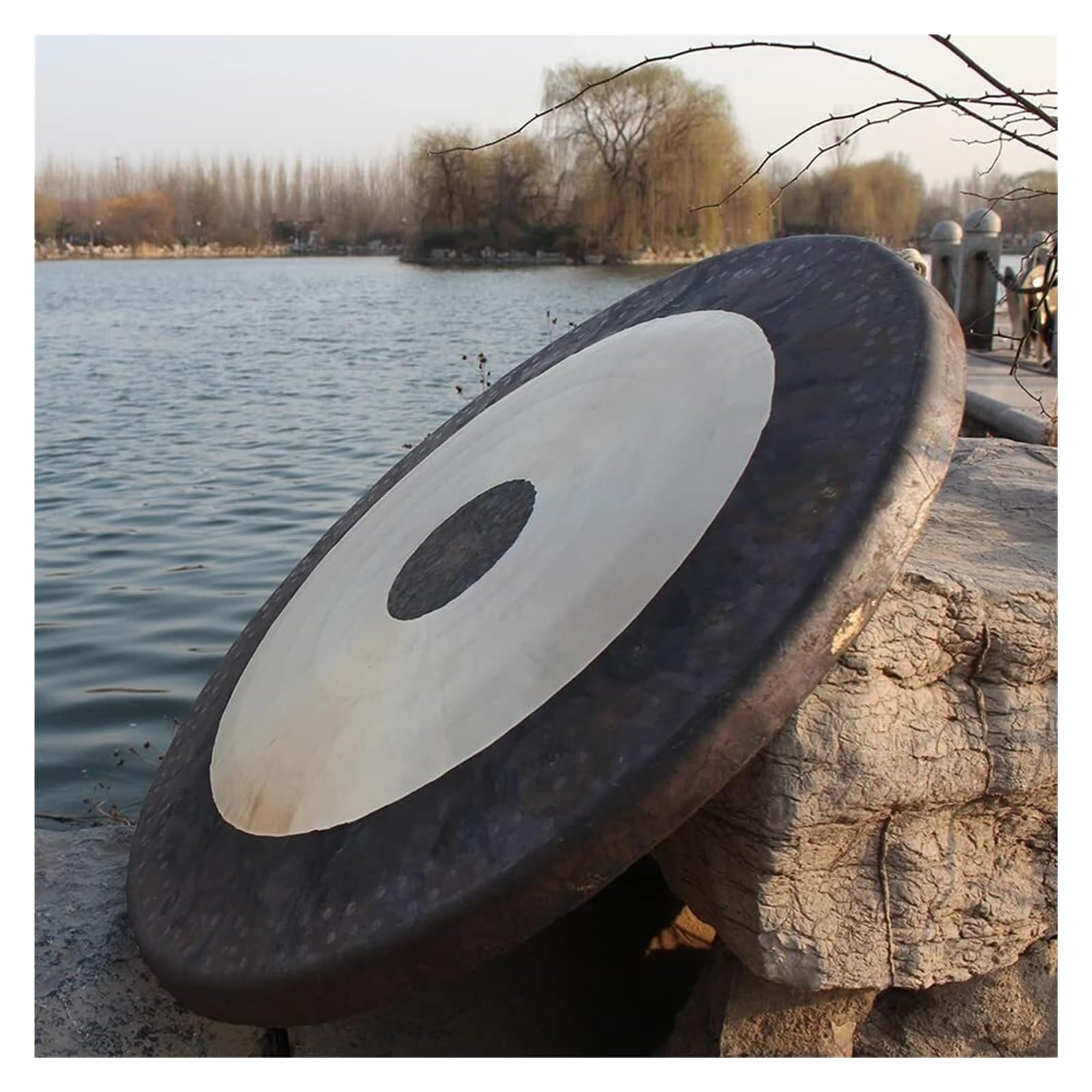 Chau Gong tradizionale da 50 cm, con martello e corda per appenderlo, in bronzo, per meditazione, yoga e musica