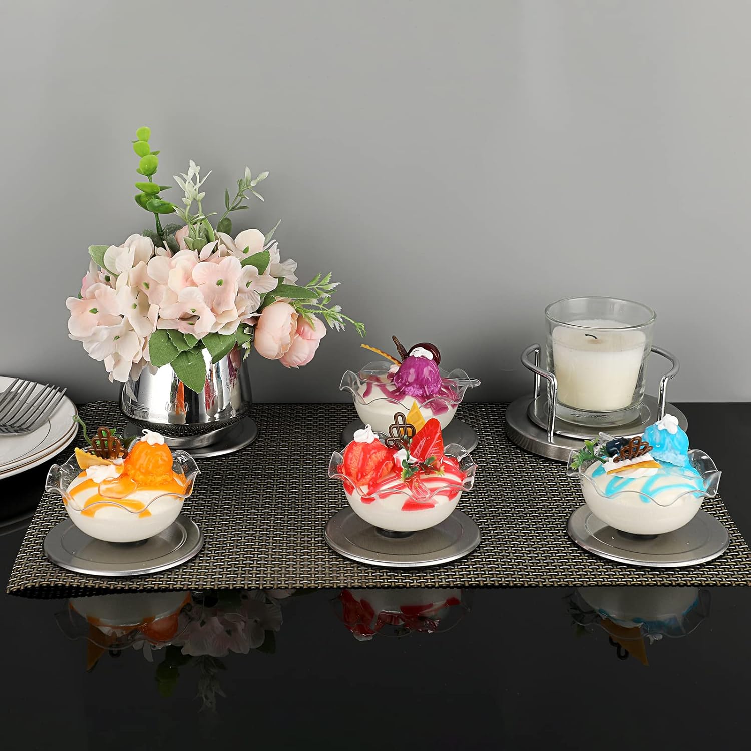 JUXYES Set of 6 Stainless Steel Round Coasters with Holder & Sponge Bottom, Silver Metal Cup Coasters Set Stunning Cool Coaster Cups Mats Decor for Restaurant Kitchen bar Dining Table - Image 8