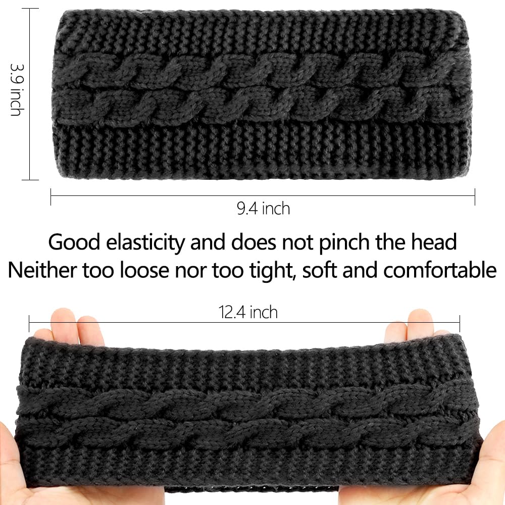 TOBATOBA 6 Pack Winter Headbands for Women Fuzzy Fleece Lined Ear Warmers Headband Thick Knit Ear Muffs for Winter Accessories Ear Covers Cold Weather Christmas Gift Stocking Stuffers for Women - Image 3