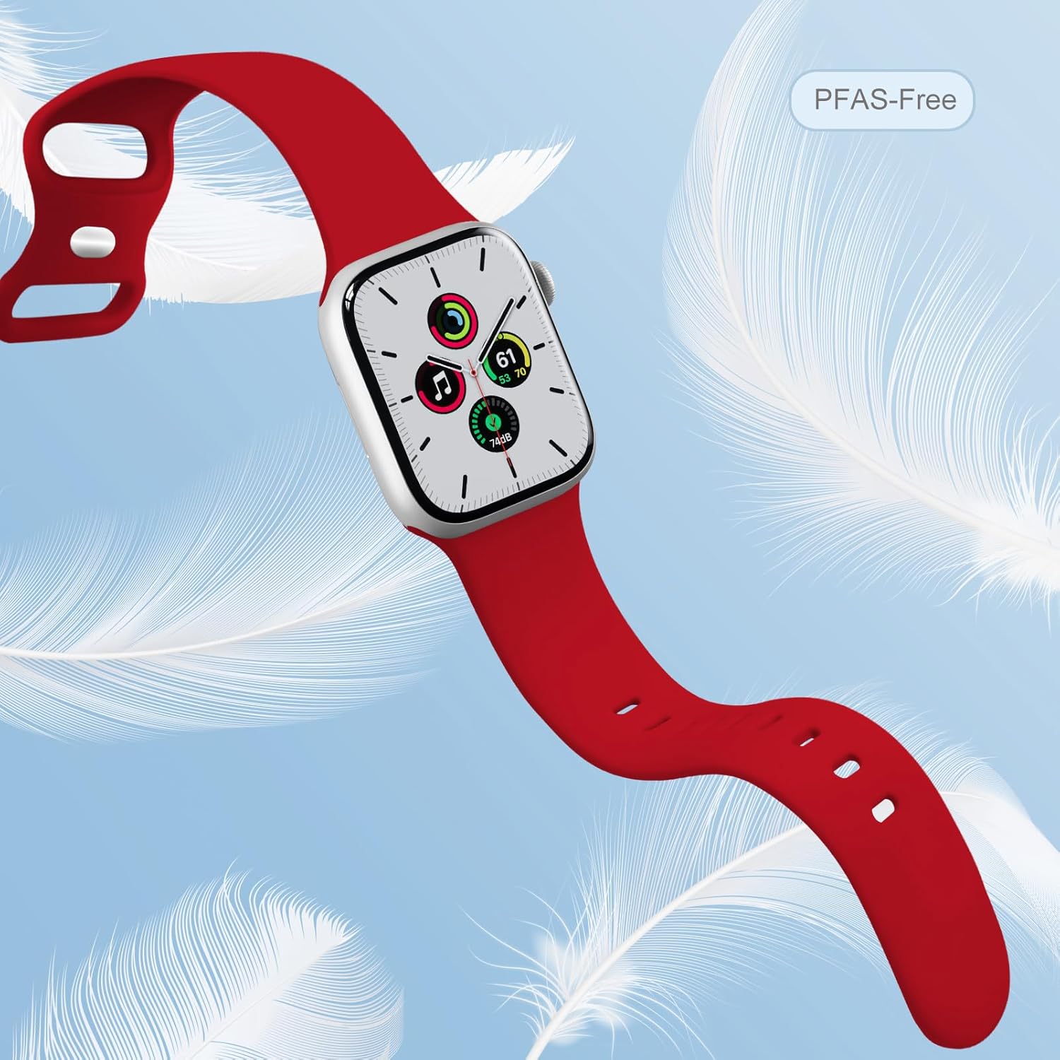 Sport Bands Compatible with Apple Watch 46mm 38mm 40mm 41mm 42mm 44mm 45mm 49mm for Women Men, Soft Silicone Accessory Strap Wristband for iWatch Series 11 10 9 8 7 6 5 4 3 2 1 SE Ultra Red - Image 2