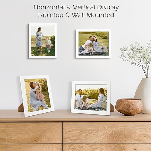 Miniatura 2 de Golden State Art, Portarretratos marrón de 8 x 10 pulgadas, fotos de 8 x 10 pulgadas sin paspartú, madera maciza, vidrio templado HD (mesa o