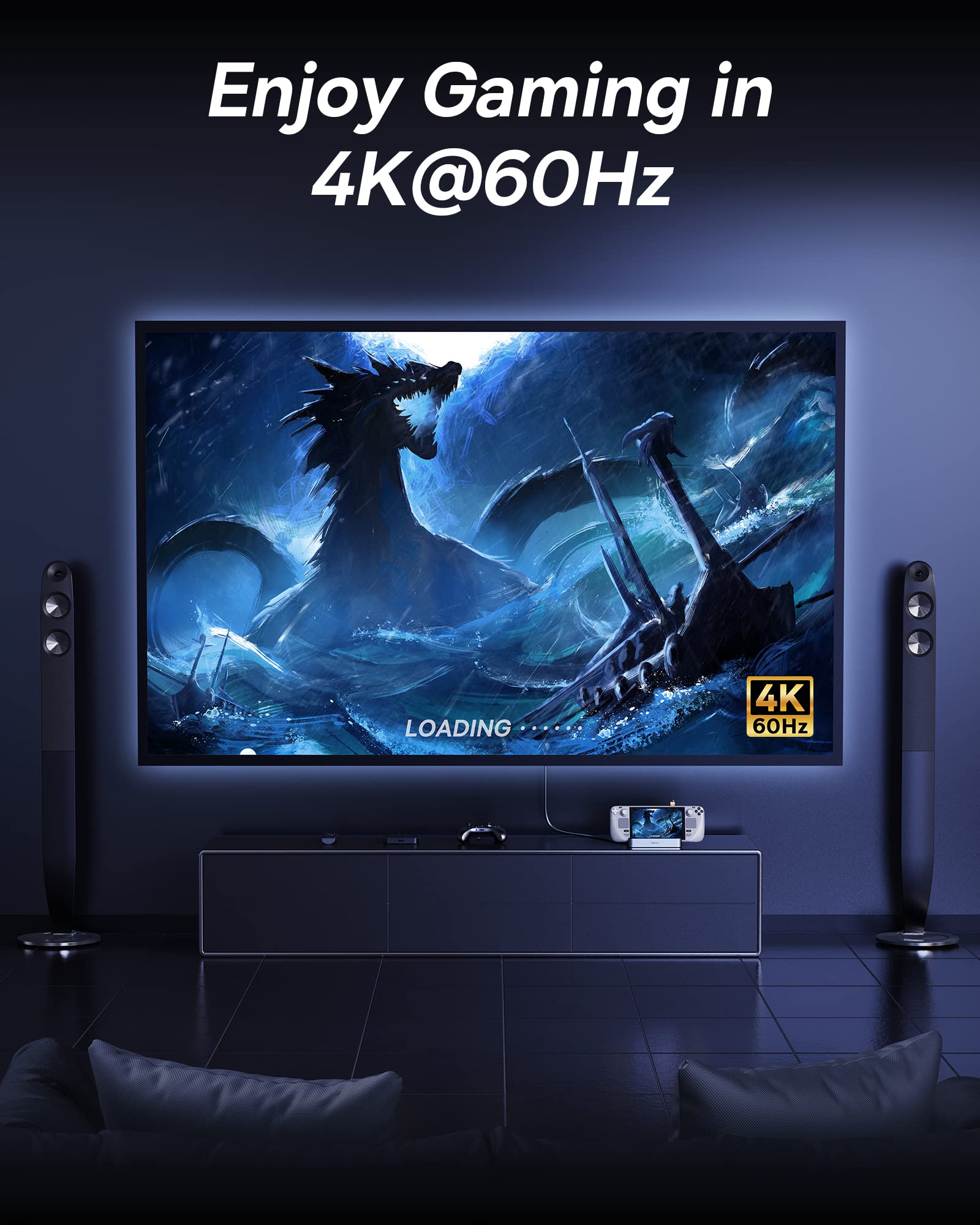 Baseus Dockingstation compatibel met Steam Deck en Rog Ally, Steam Deck Dock 6-in-1 met HDMI 4K @60Hz, Gigabit Ethernet, 3 USB-A 3.0, Type-C PD 100 W, USB C HUB multiport dockingstation