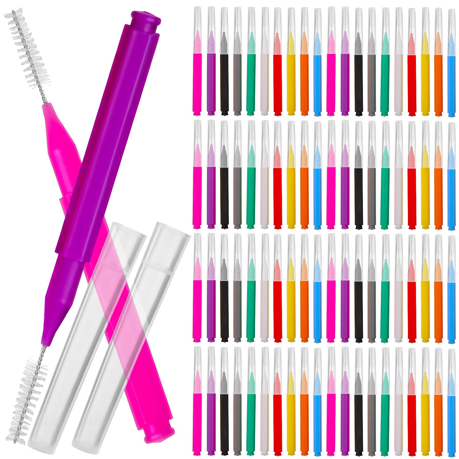 Healeved 100PCS Braces Brushes Interdental Brushes Braces Flossers Braces Brush for Cleaner Toothpick Dental Flossing Head Oral Flosser Dental Picks for Teeth Cleaning(10 Colors)