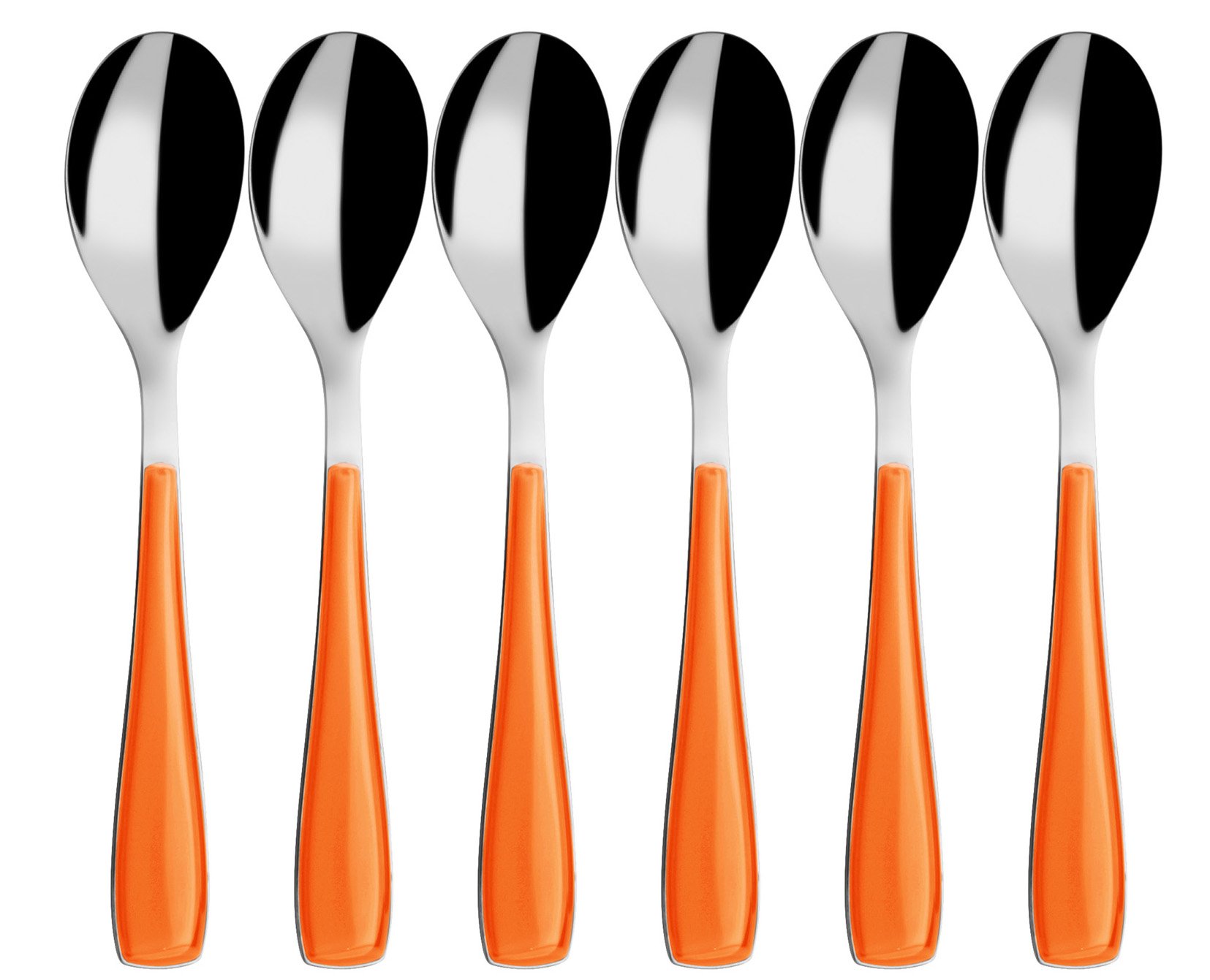 Cuiller à moka Bugatti Essenza orange en acier lot de 6 pièces